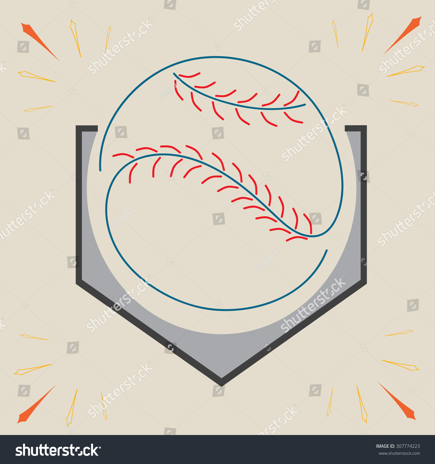 Baseball Home Plate And Ball, Sport Graphic, Label, Banner, Logo ...