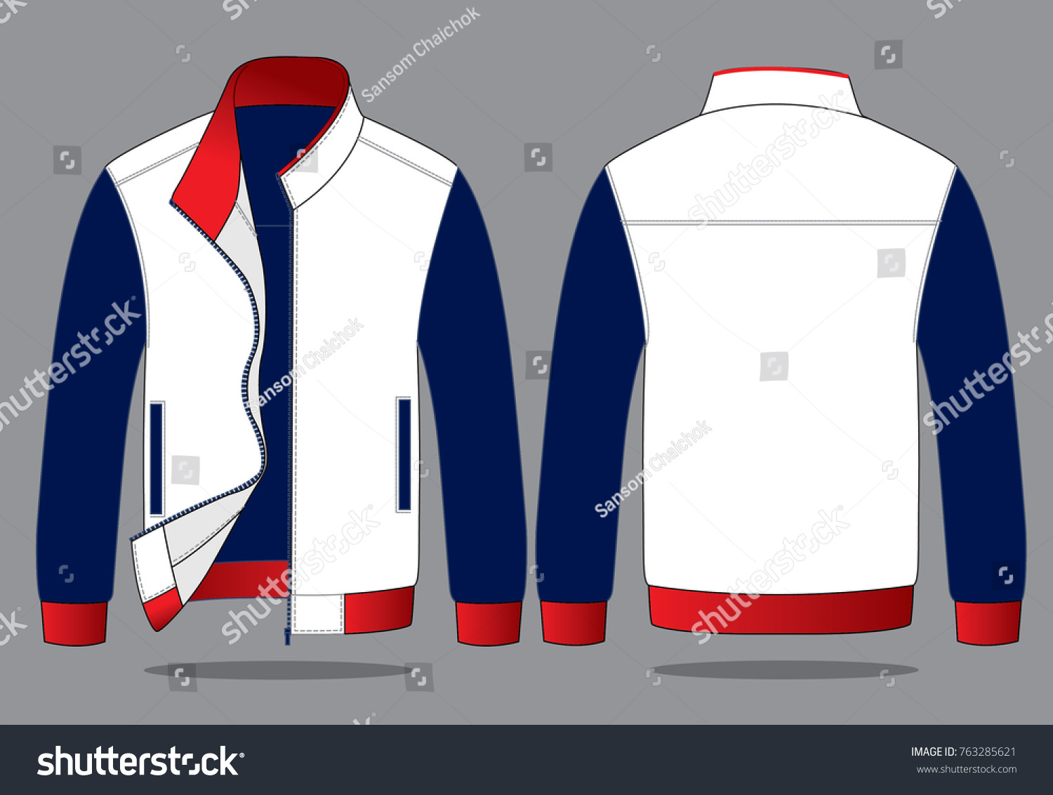 navy red and white jacket