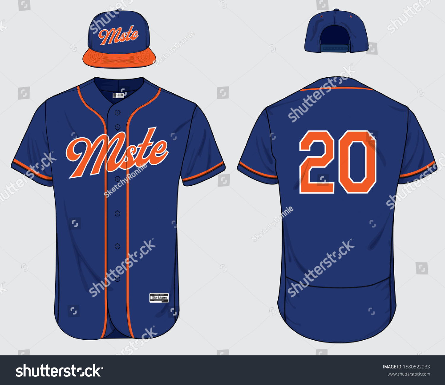 Baseball Jersey Uniform Template Mockup Vector 库存矢量图（免版税）1580522233