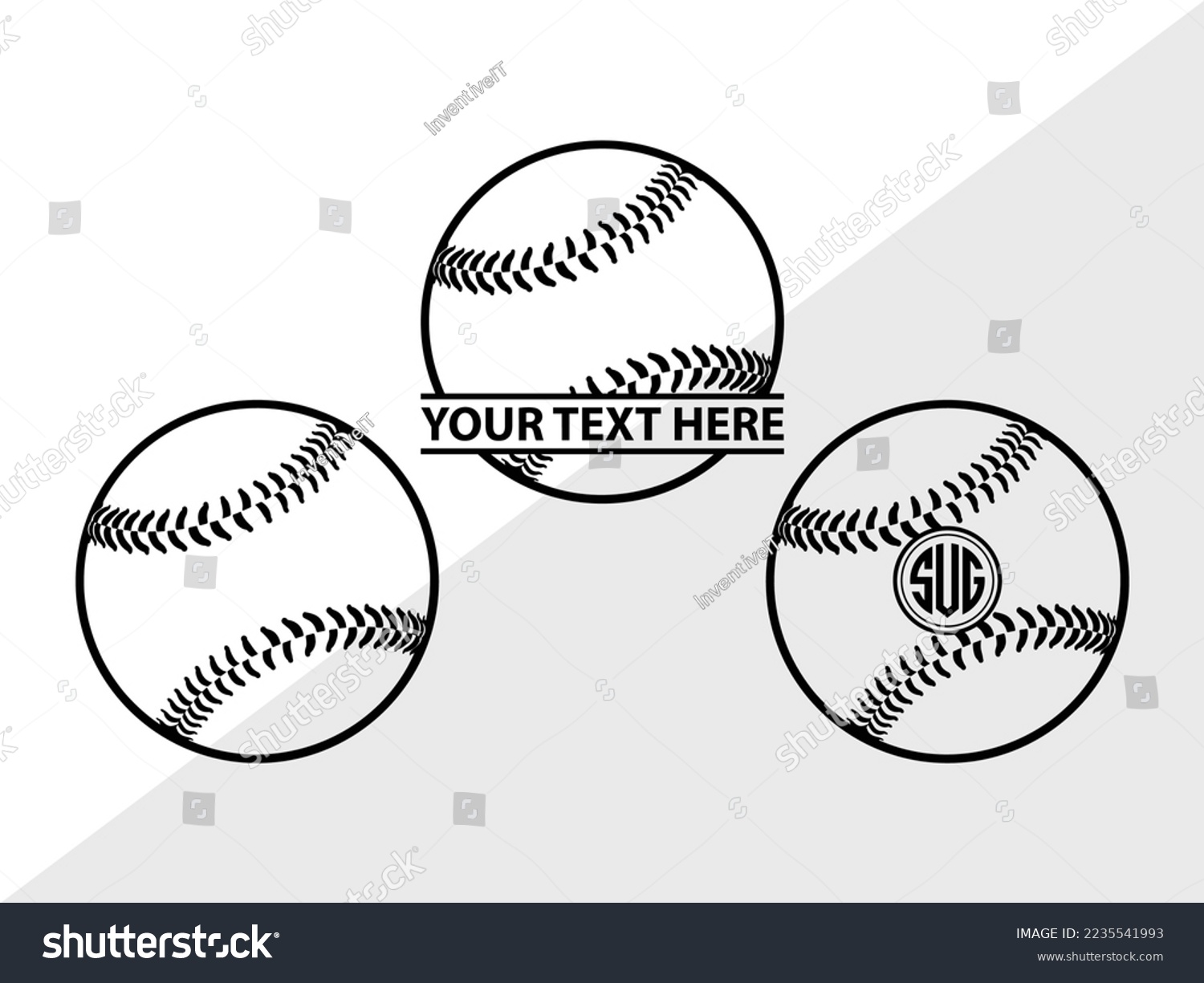 SVG of Baseball Monogram Vector Illustration Silhouette svg