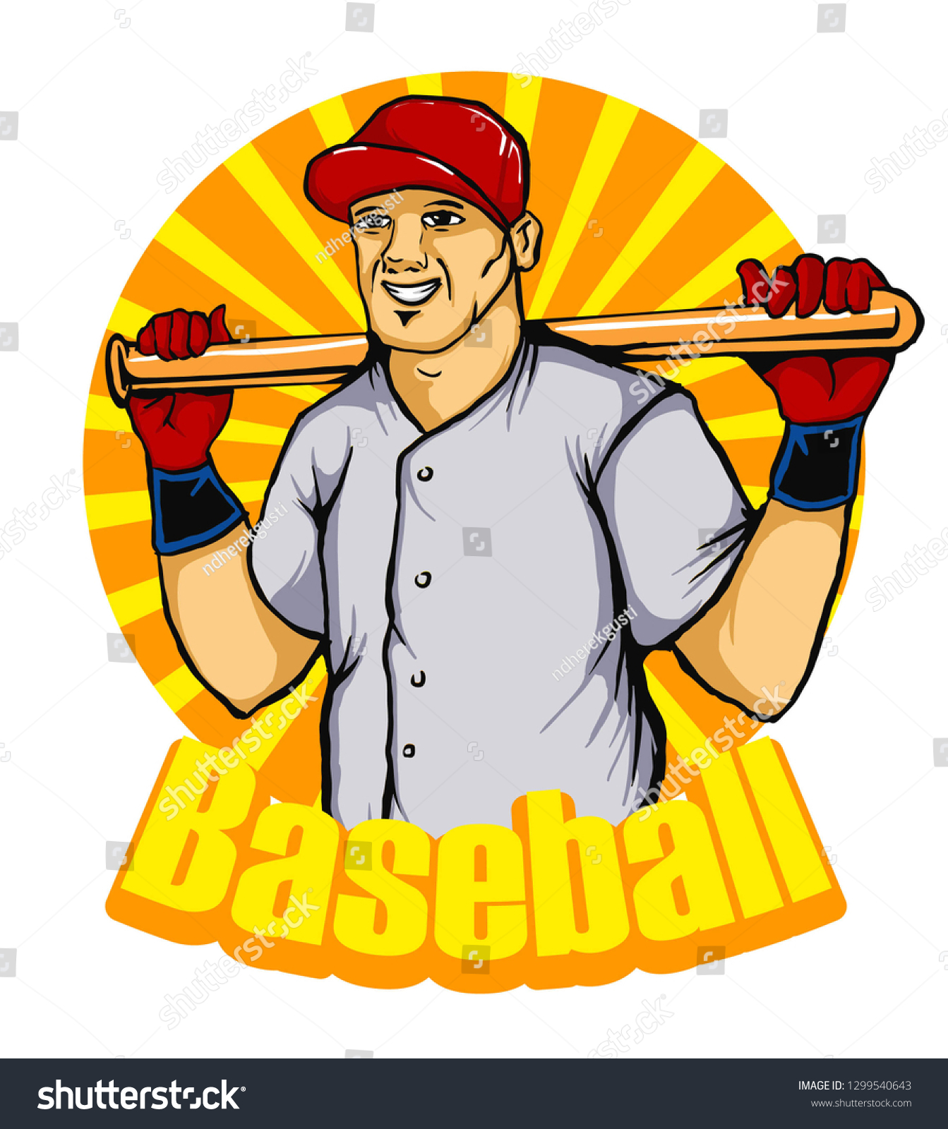 Baseball Player Mascot Holding Baseball Bat Stock Vector Royalty Free 1299540643 Shutterstock