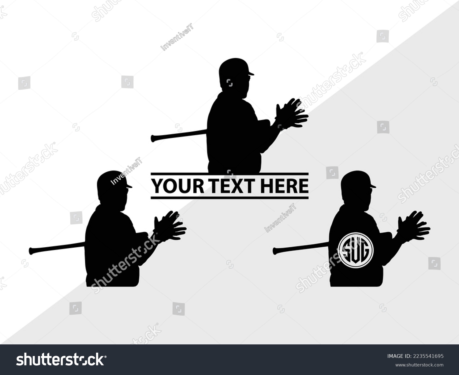 SVG of Baseball Player Monogram Vector Illustration Silhouette svg