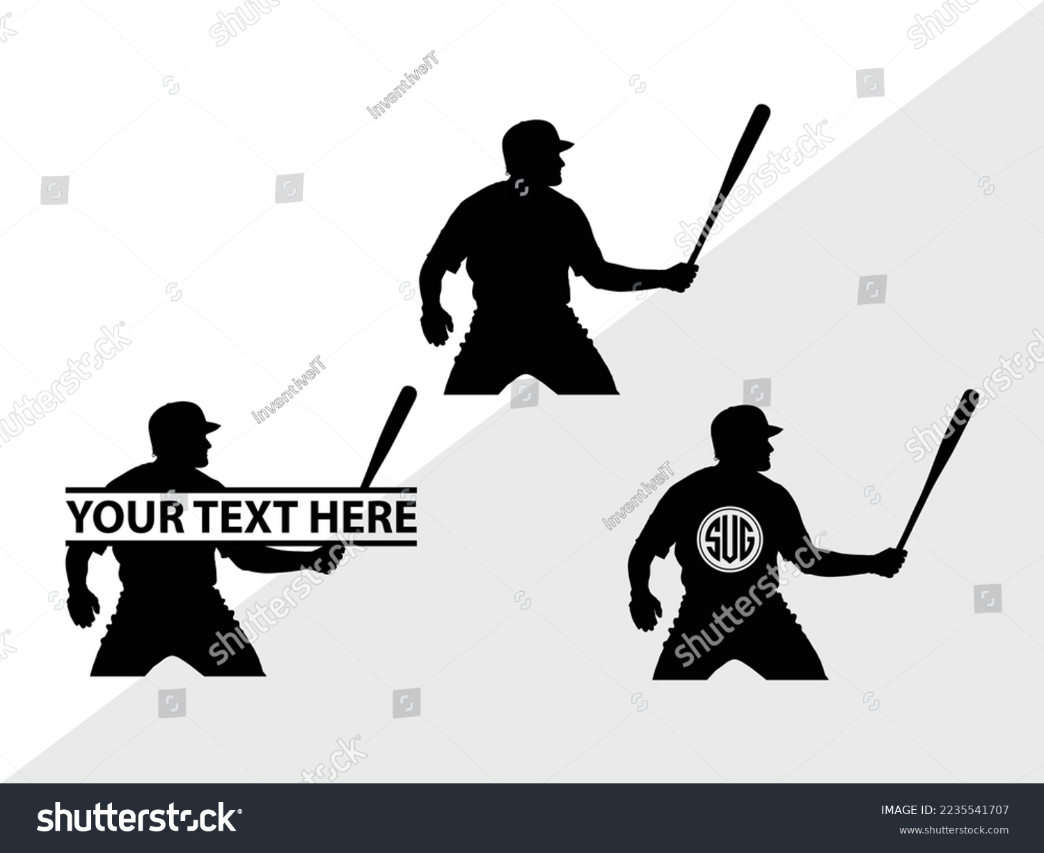 SVG of Baseball Player Monogram Vector Illustration Silhouette svg