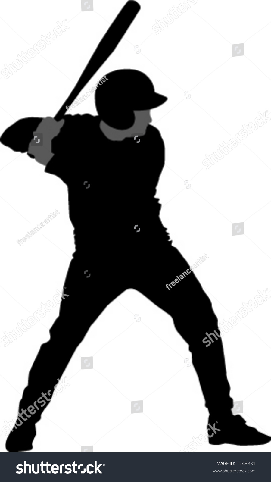 Baseball Player Silhouette Stock Vector Illustration 1248831 : Shutterstock