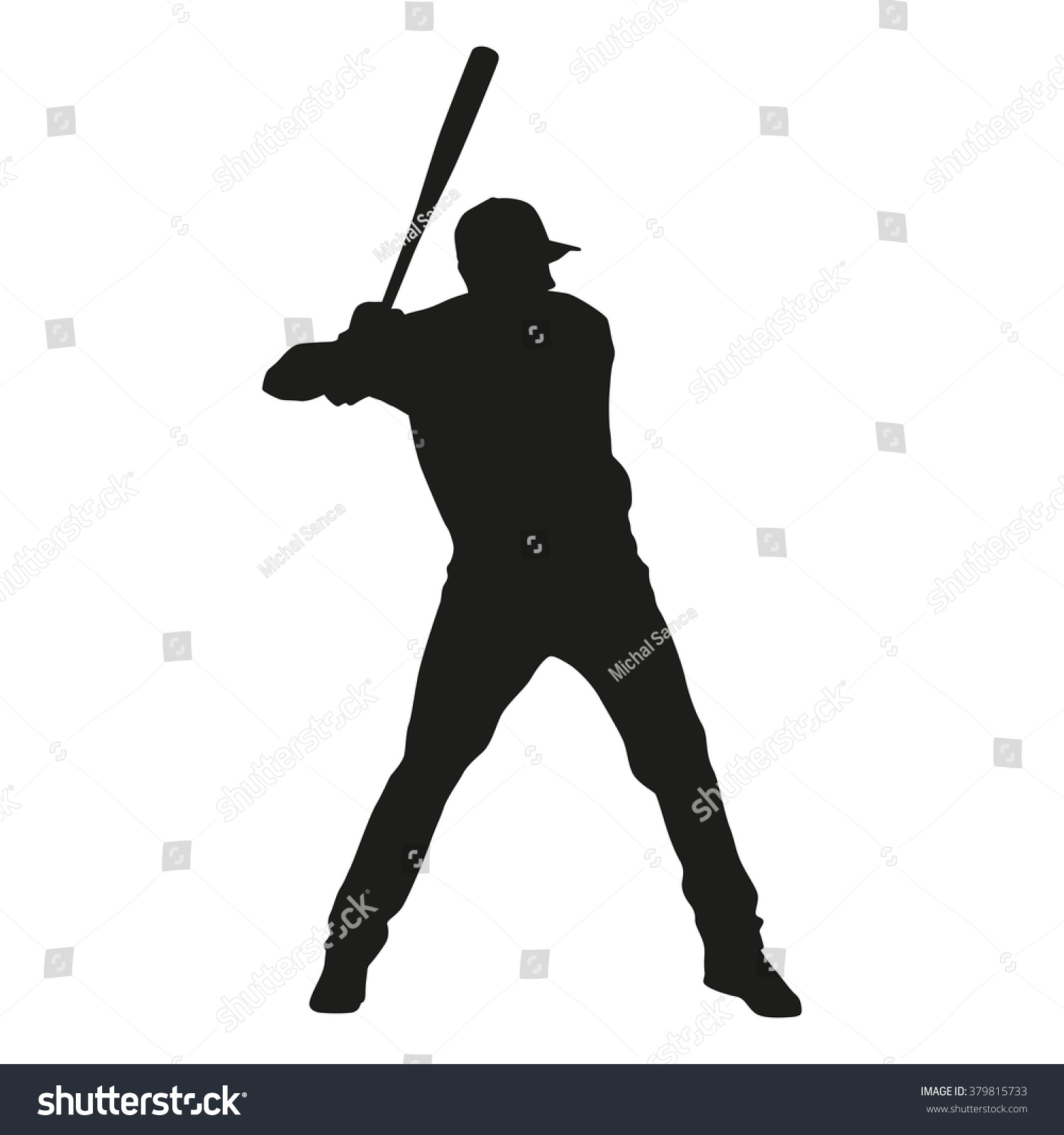 Baseball Player Silhouette, Man Batter Vector - 379815733 : Shutterstock