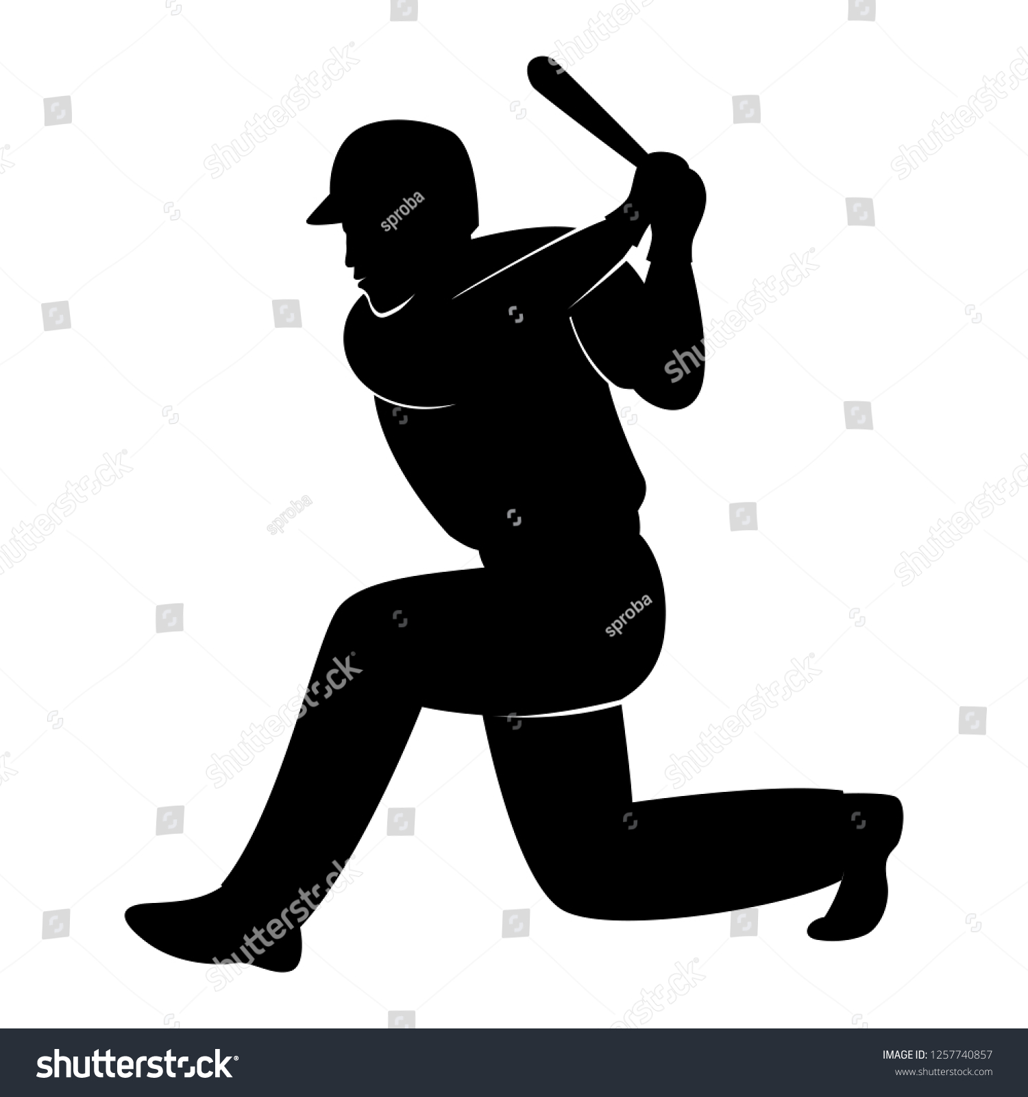 Baseball Player Vector Illustration Black Silhouette Stock Vector ...