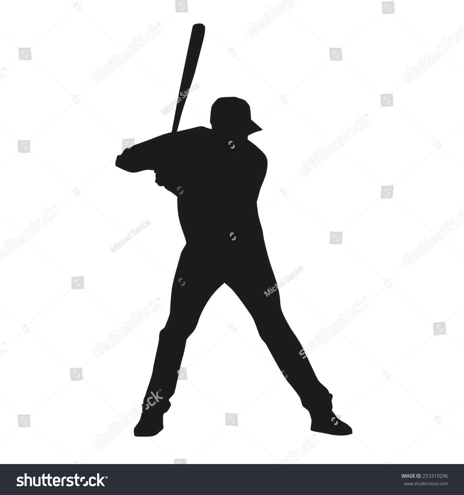 Baseball Player. Vector Silhouette - 253310296 : Shutterstock