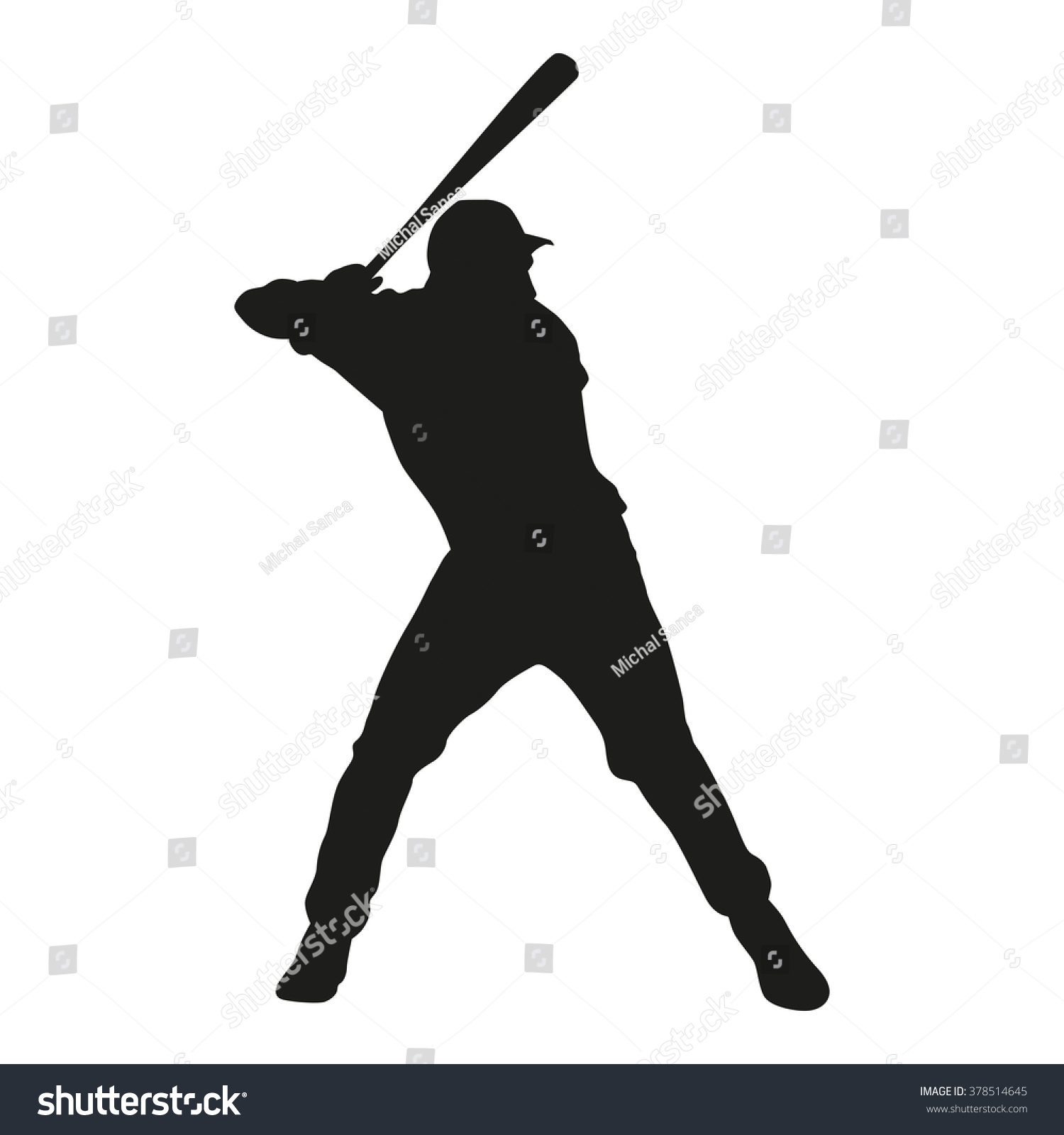 Baseball Player Vector Silhouette Isolated Batter Stock Vector ...