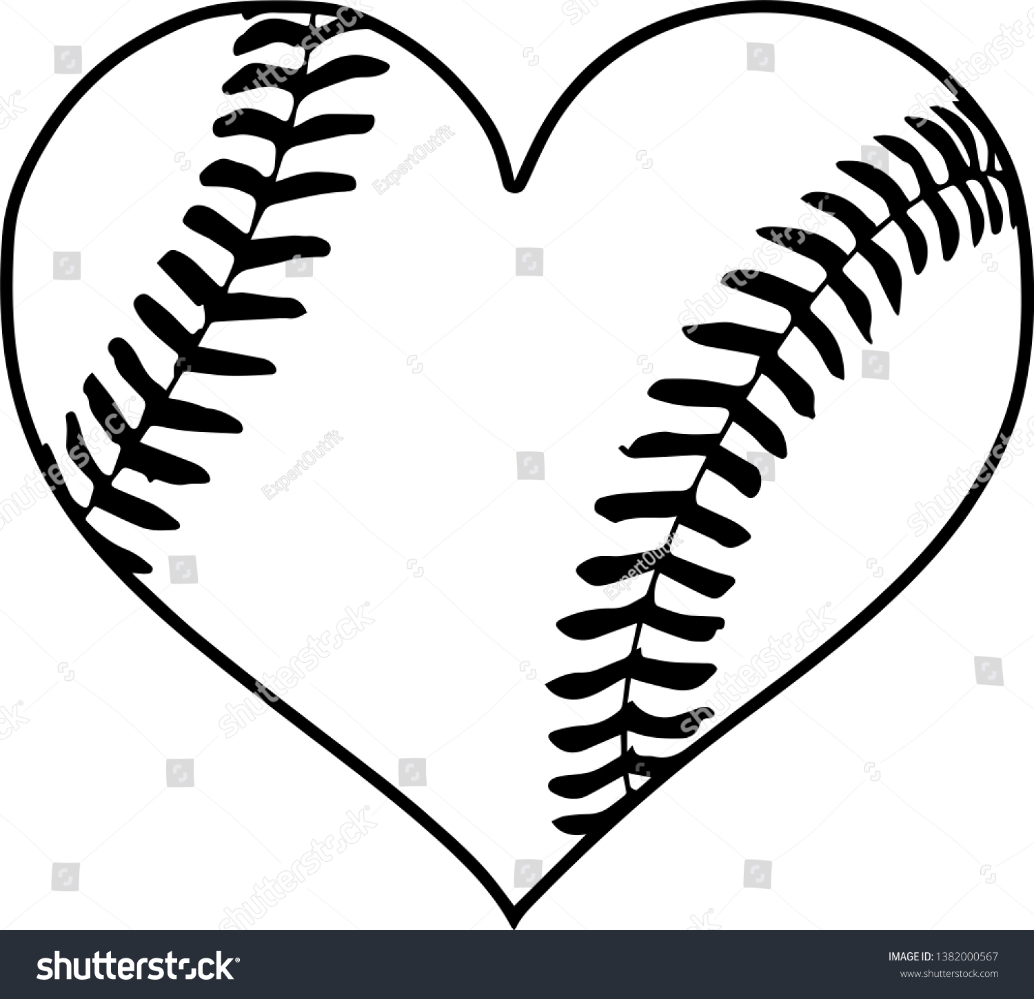 SVG of Baseball Shaped Like A Heart With Stitches svg