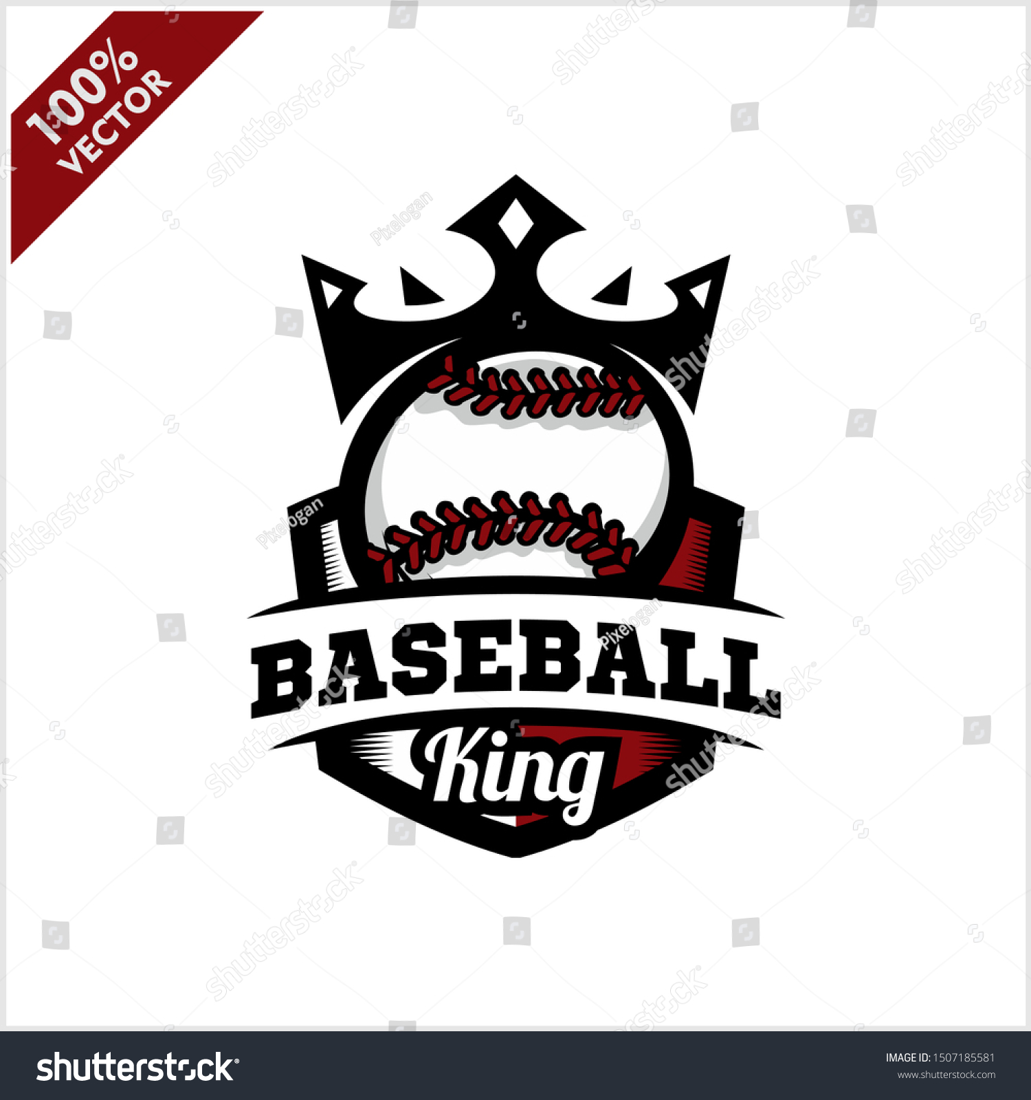 Baseball Softball Ball King Logo Vector vector de stock (libre de