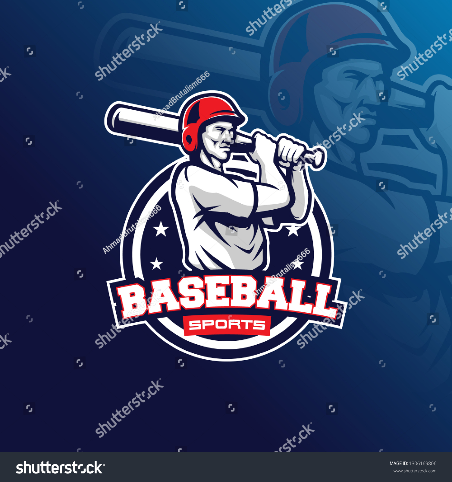 Vektor Stok Baseball Vector Mascot Logo Design Modern Tanpa Royalti 1306169806 Shutterstock 6887