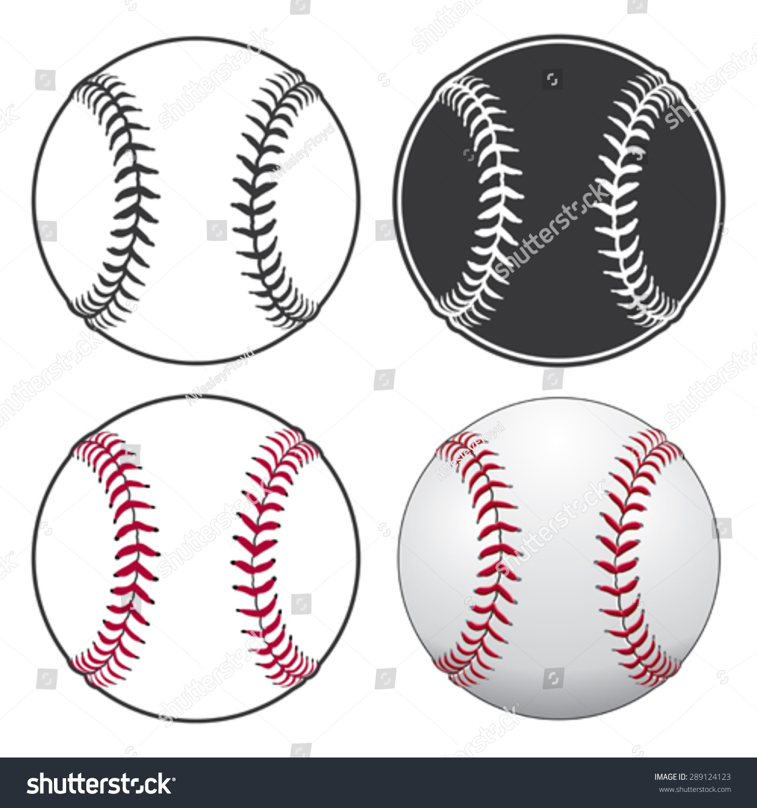 野球は 単純な白黒から複雑なフルカラーまで 4種類のスタイルで描かれたイラストです のベクター画像素材 ロイヤリティフリー