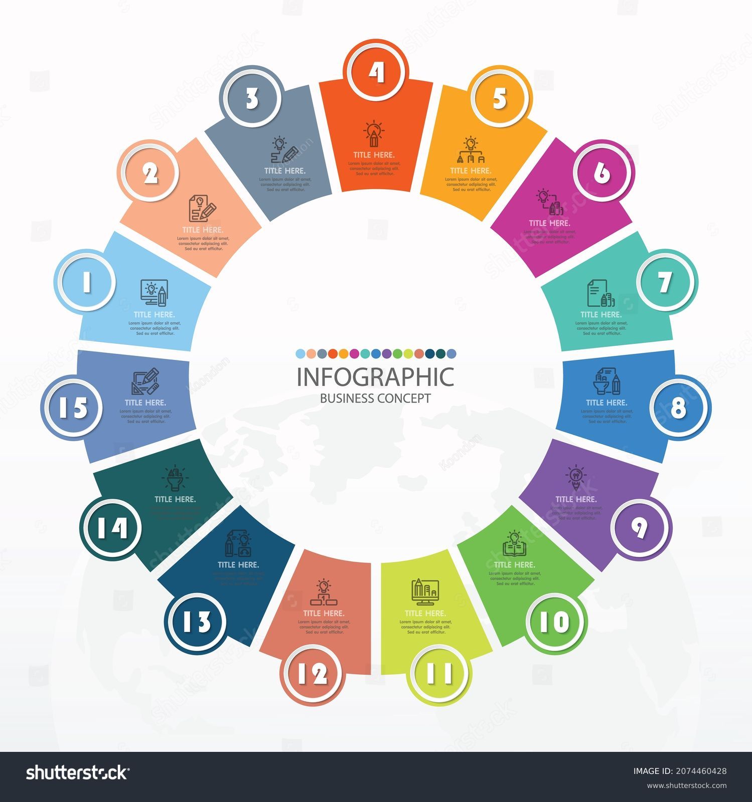 Basic Circle Infographic Template 15 Steps 库存矢量图（免版税）2074460428 Shutterstock 9441