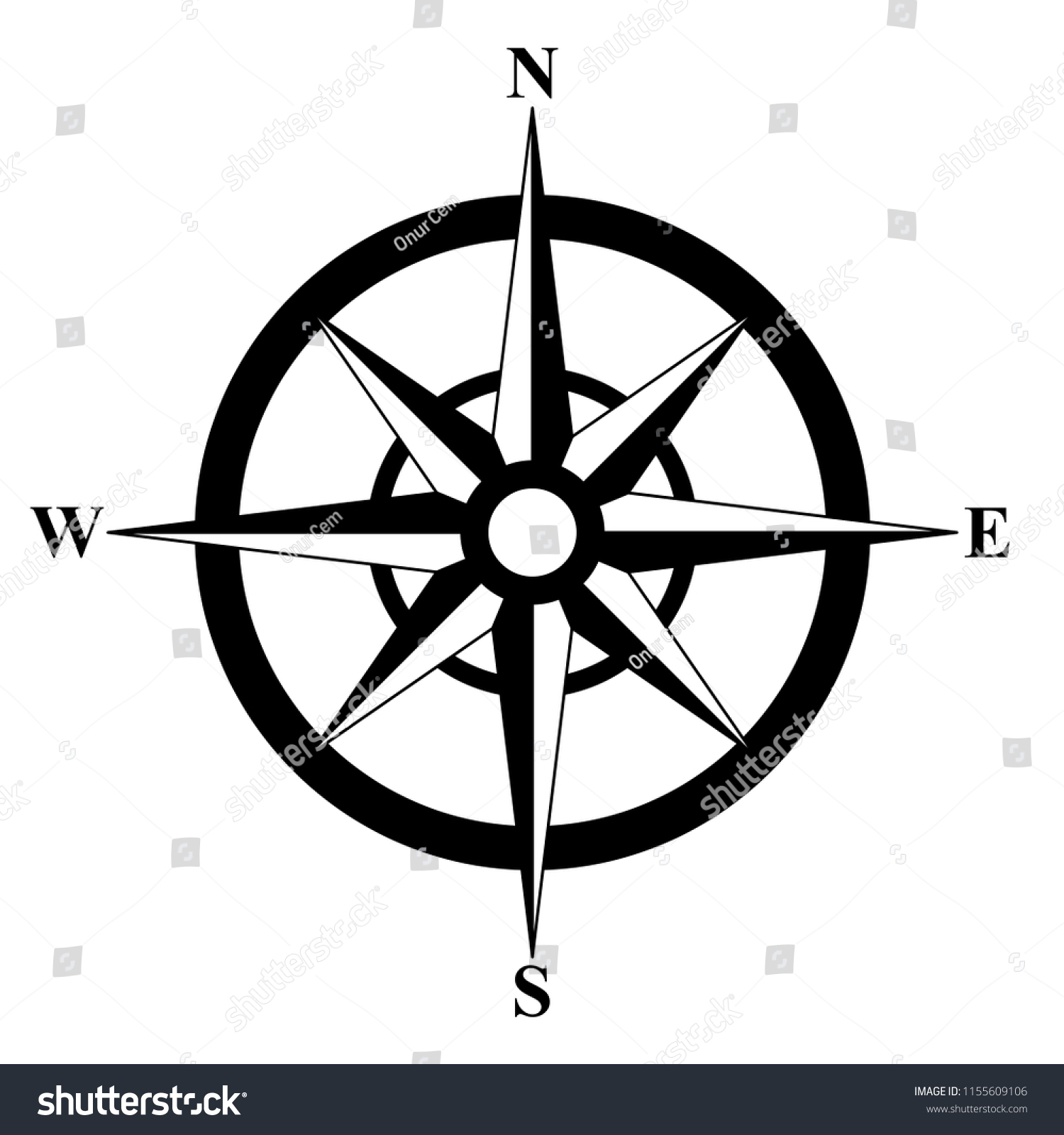 Basic Compass Rose Stock Vector Royalty Free 1155609106