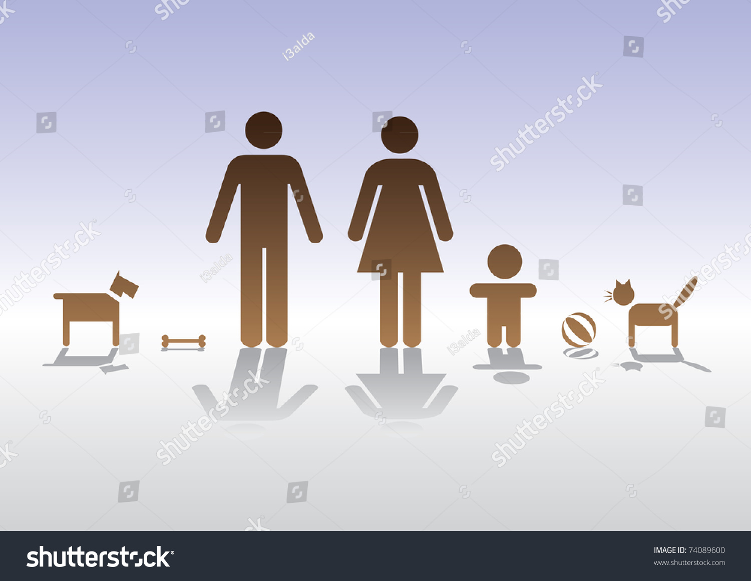 basic family man woman baby  cat and dog - illustration
