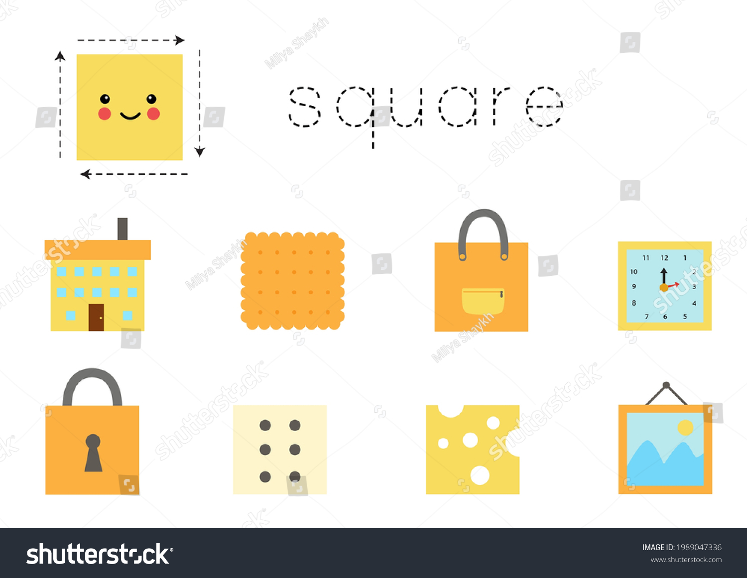 Basic Geometric Shapes Children Learn Square Stock Vector (Royalty Free ...