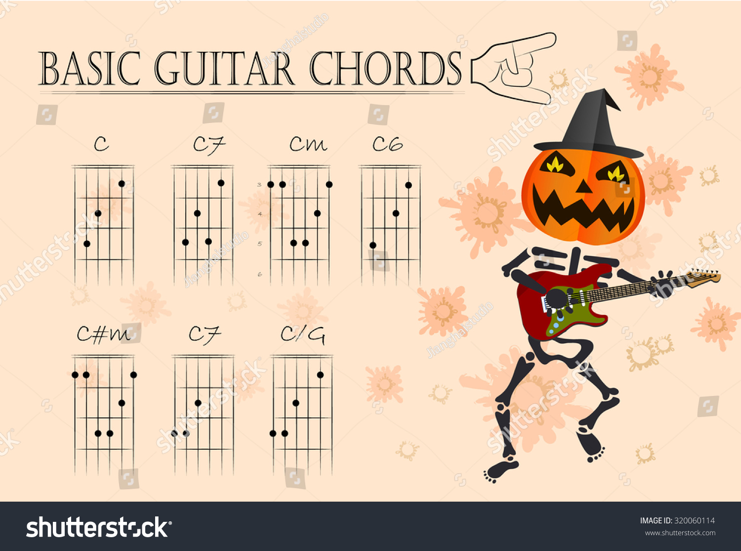 Basic Guitar Chords Vector Illustration vector de stock (libre de