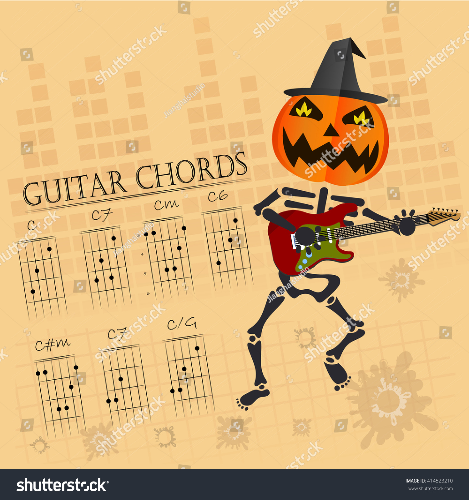 Basic Guitar Chords Vector Illustration Stock Vector (Royalty Free
