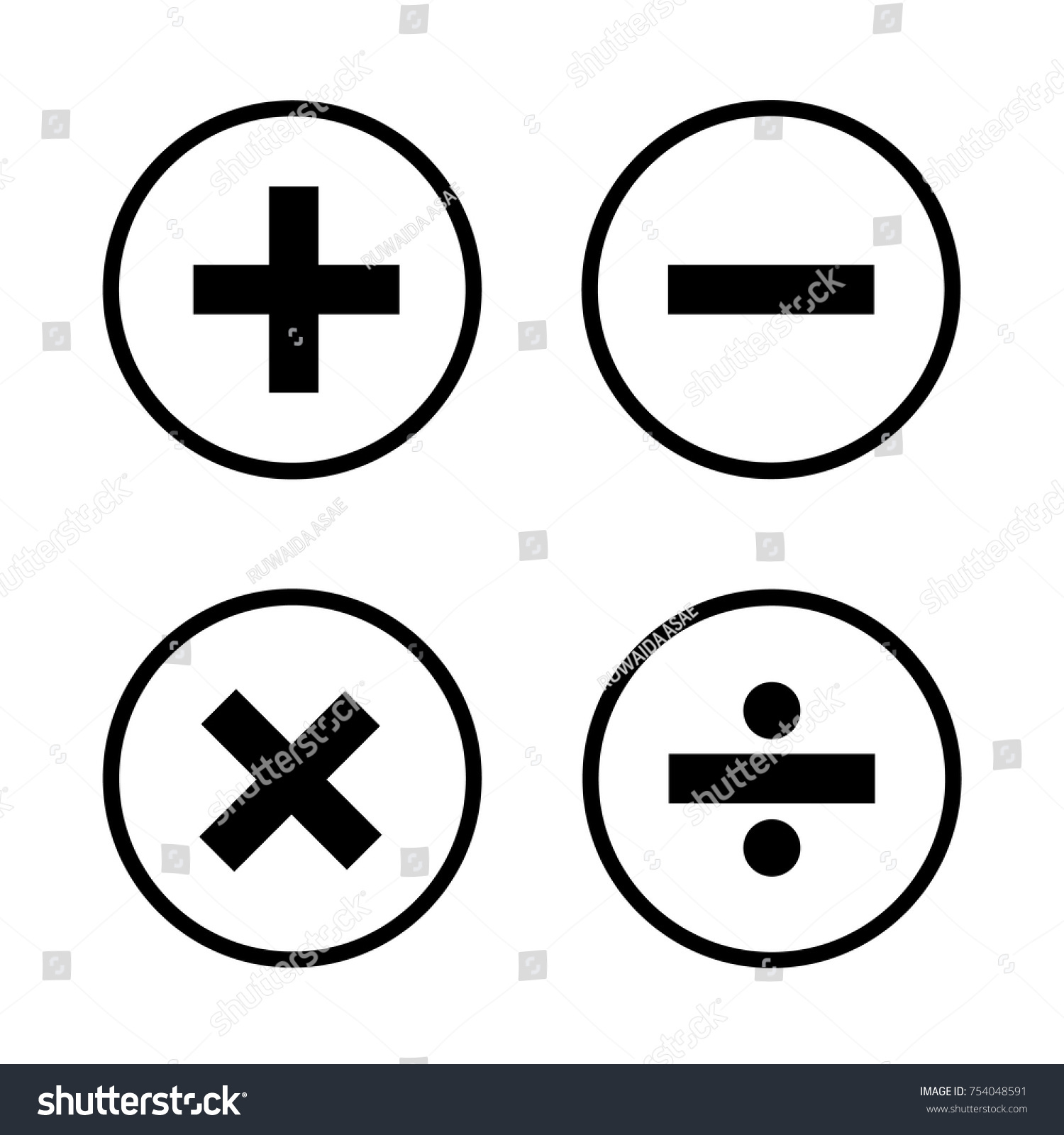 Basic Mathematical Symbols On White Background Stock Vector (Royalty ...