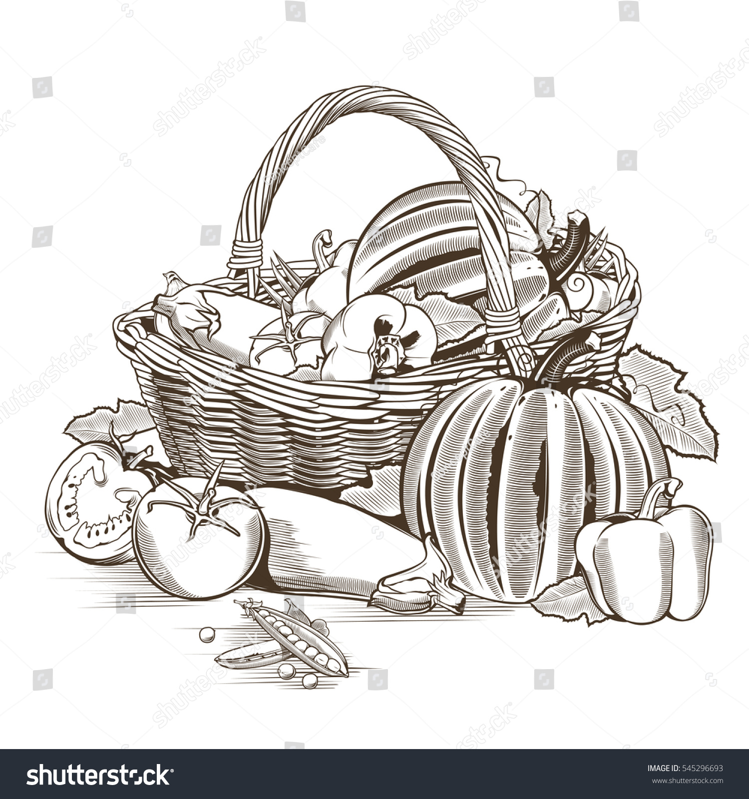 Basket Vegetables Stock Vector 545296693 - Shutterstock