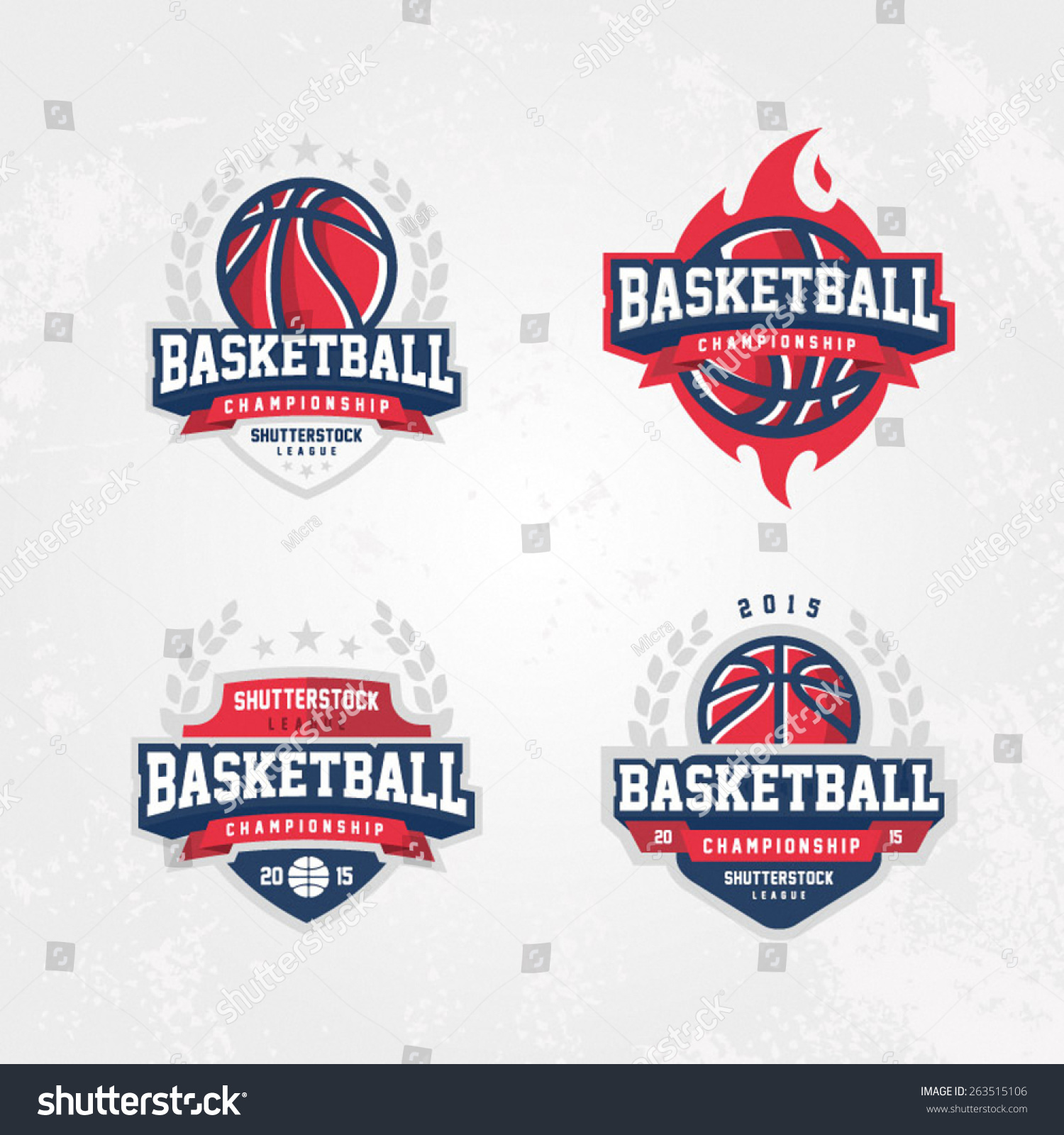 Basketball Championship Logo Set Stock Vector 263515106 - Shutterstock