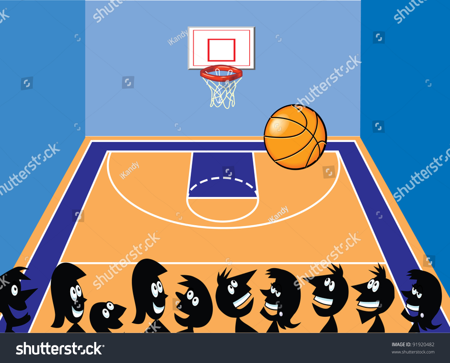 Basketball Court Crowd Cartoons Stock Vector (Royalty Free) 91920482
