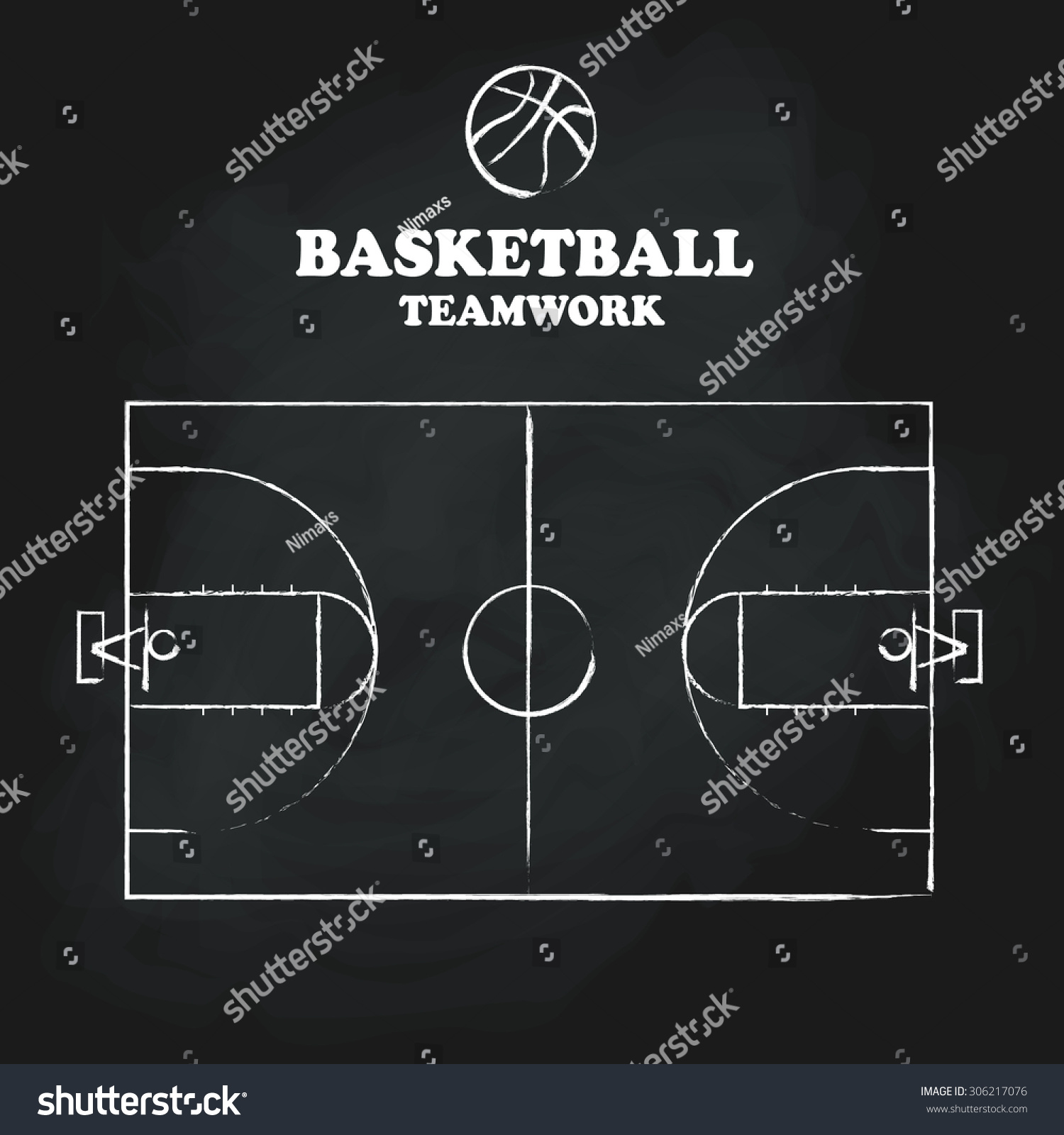 SVG of Basketball court floor vintage hand drawn blackboard vector illustration svg