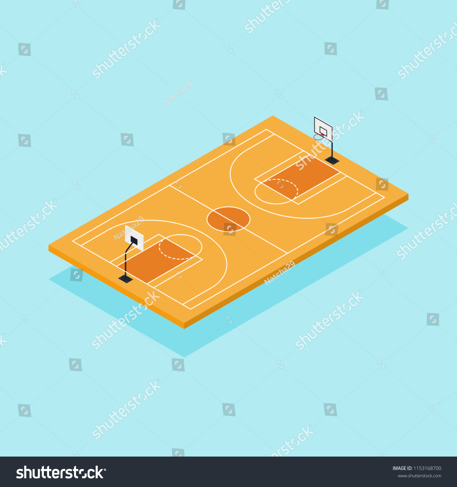 Basketball Court Isometric Flat Design Vector Stock Vector (Royalty ...