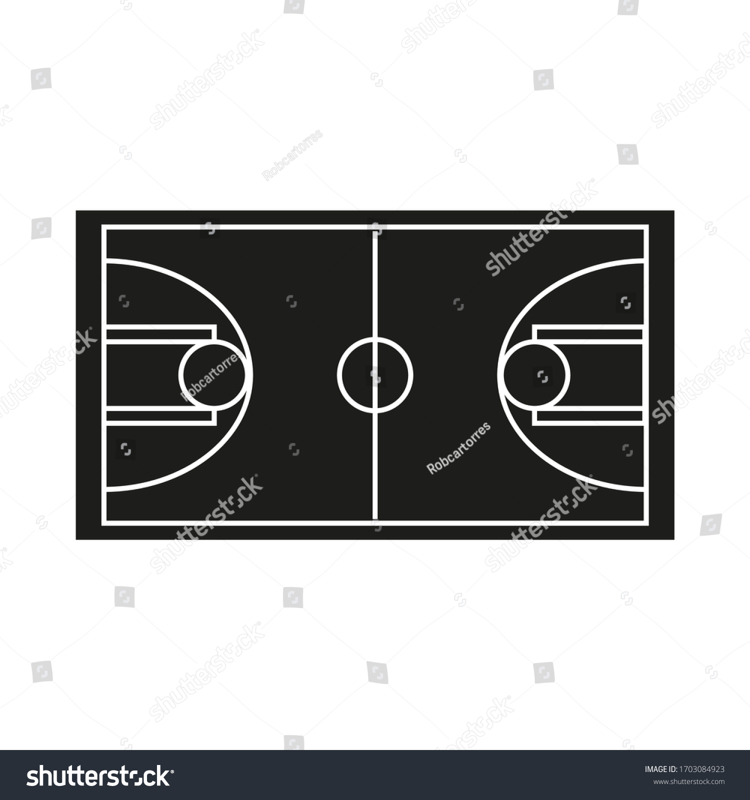 Basketball Court On White Background Vector Stock Vector (Royalty Free ...