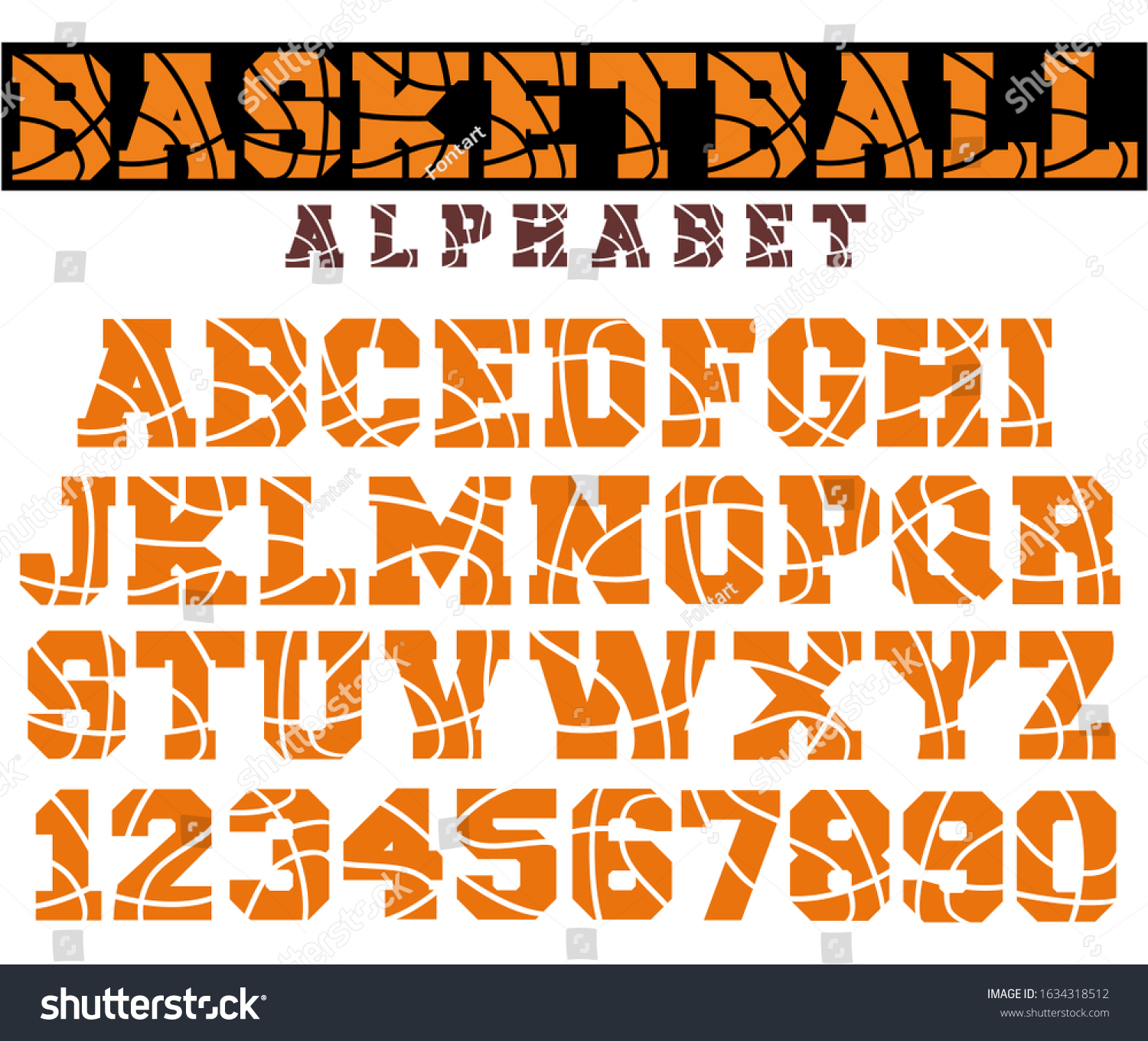 SVG of Basketball font vector. Sport font alphabet letters and numbers. Basketball design for t shirt. svg