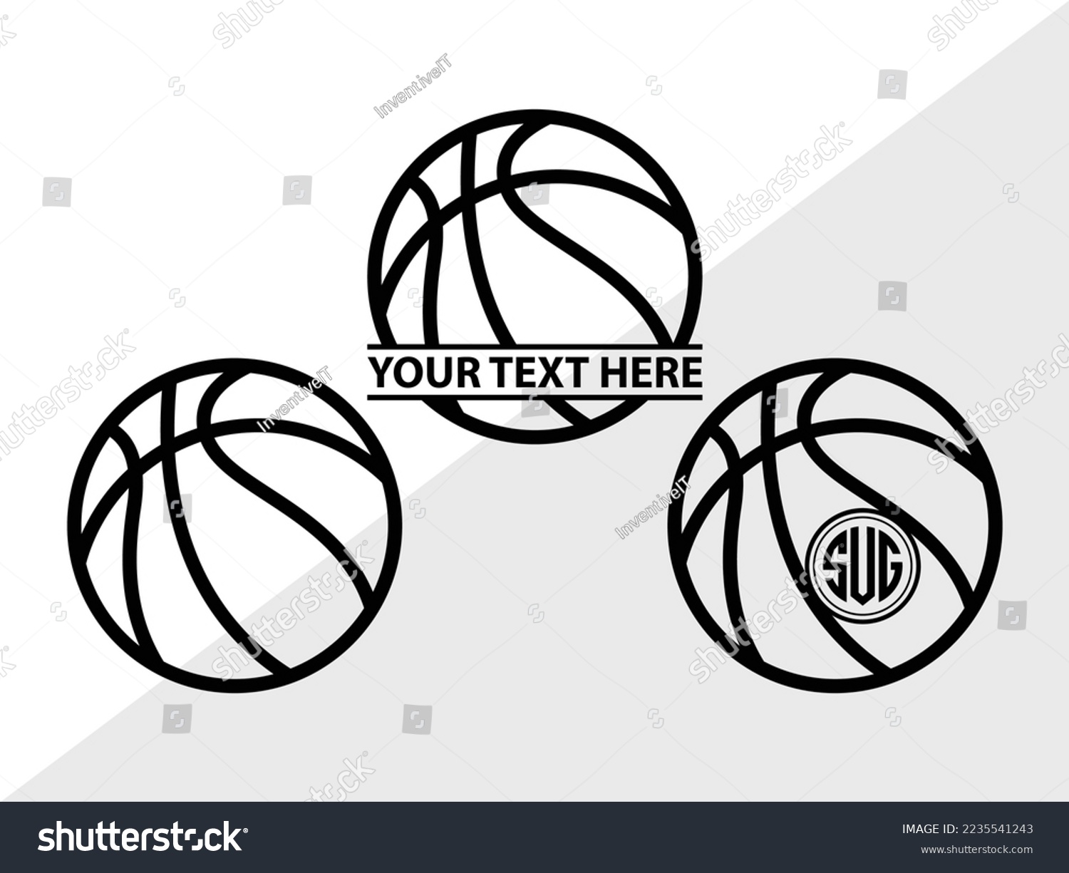 SVG of Basketball Monogram Vector Illustration Silhouette svg