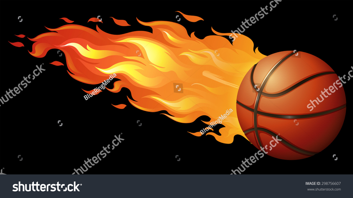 Basketball On Fire Black Background Stock Vector (Royalty Free