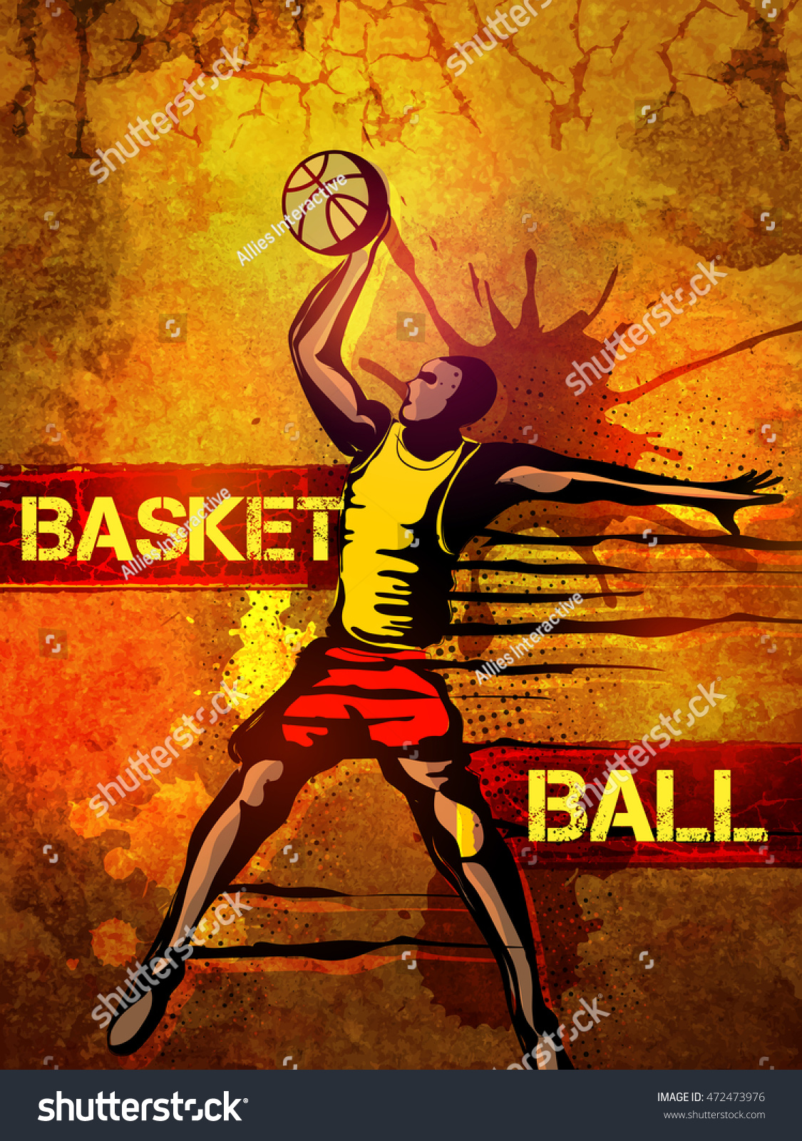 Ongebruikt Basketball Player Action Creative Abstract Sports Stock Vector DR-69