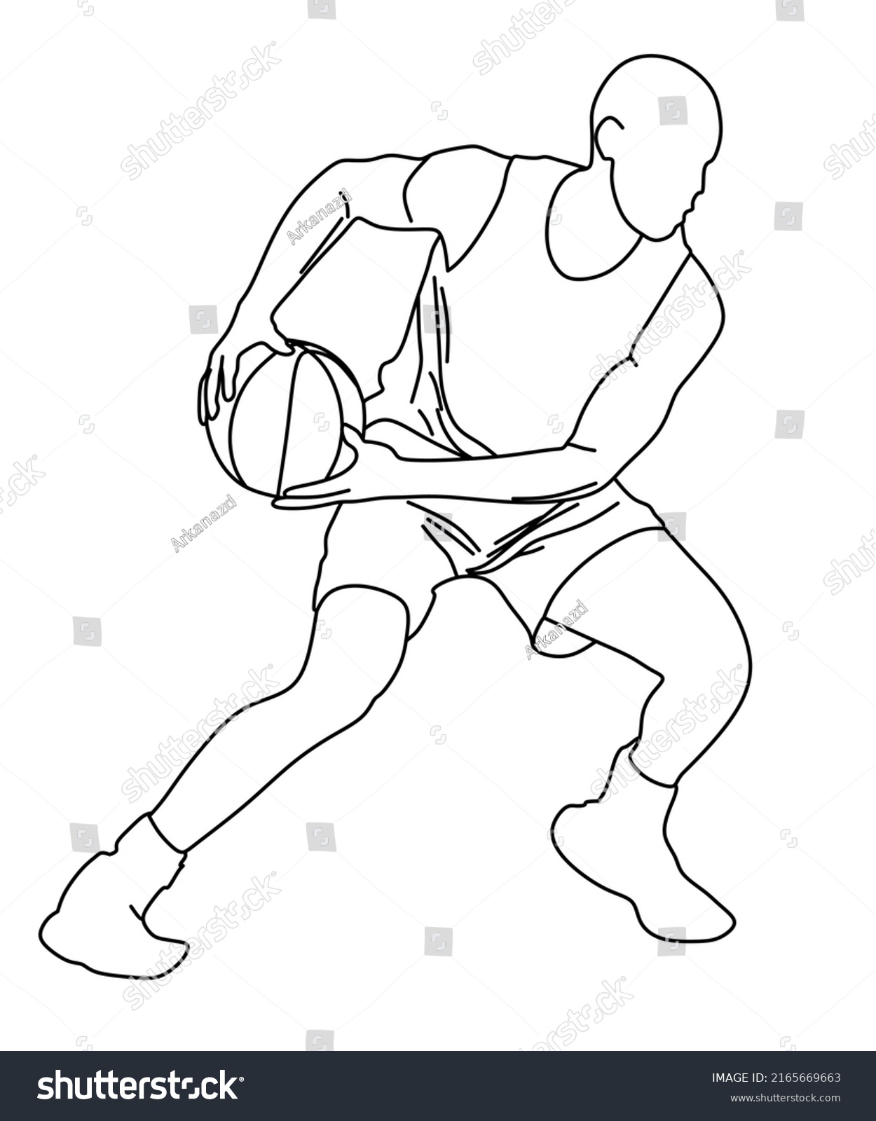 Basketball Player Line Art Basket Line Stock Vector (Royalty Free ...