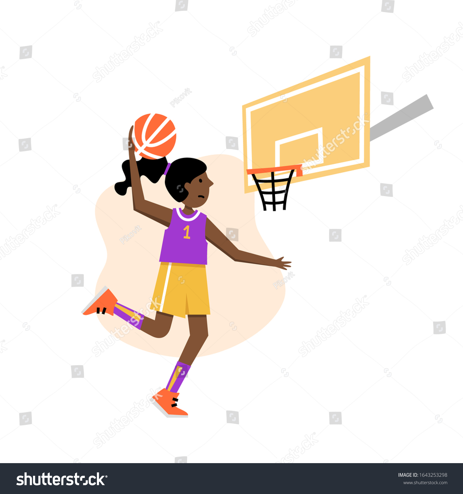 Basketball Player Shooting Ball Hoop Young Stock Vector Royalty Free