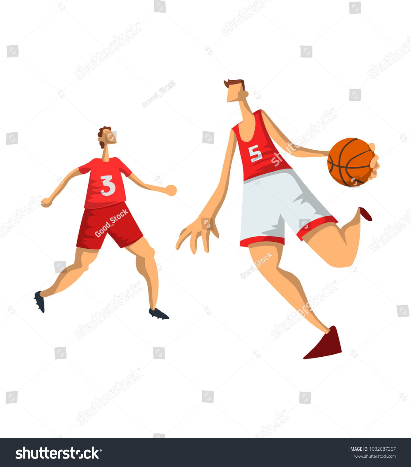 Basketball Players Abstract Flat Style Men Stock Vector (Royalty Free ...