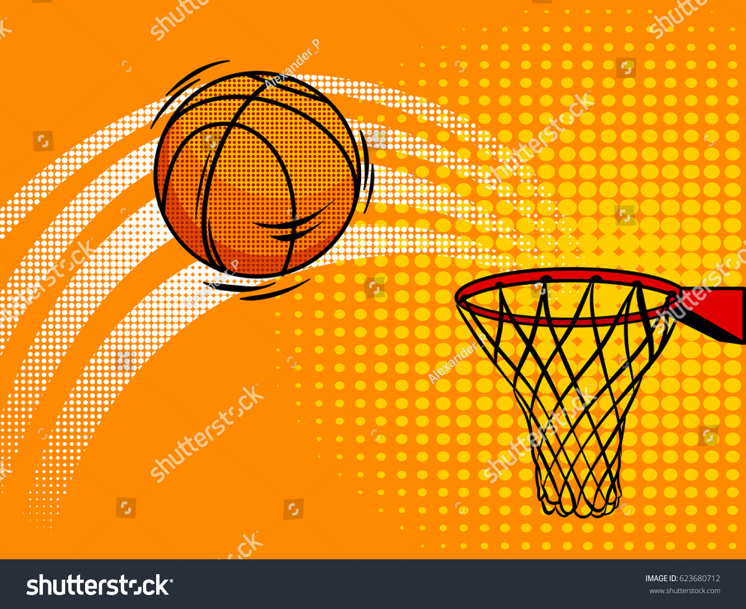 Basketball Pop Art Style Vector Illustration Stock Vector 623680712