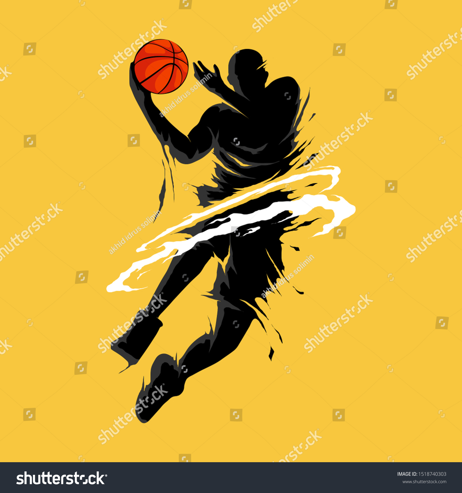 バスケットボールのスラムダンクフレームシルエット選手 のベクター画像素材 ロイヤリティフリー