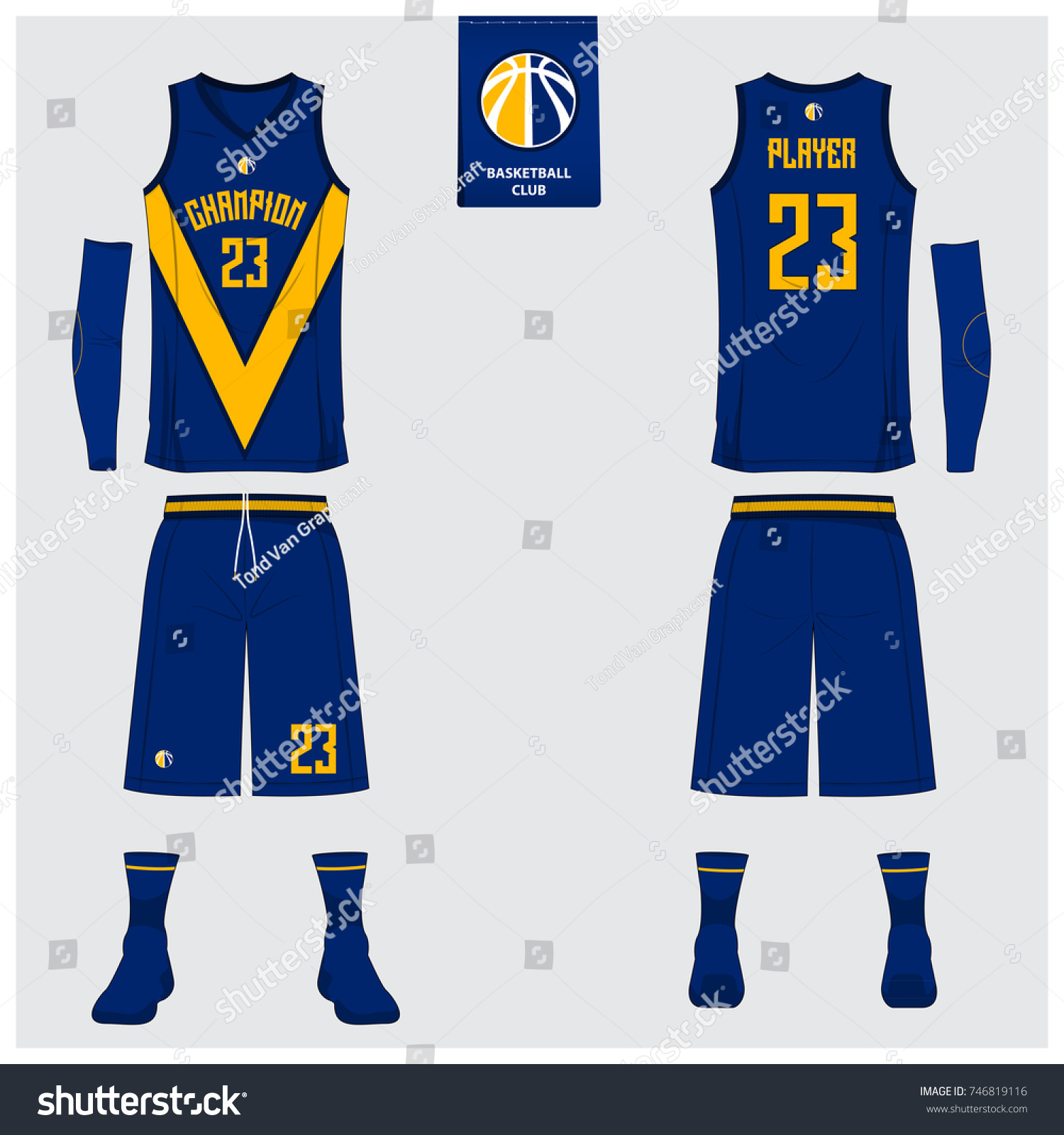 Basketball Uniform Template Design Blue 