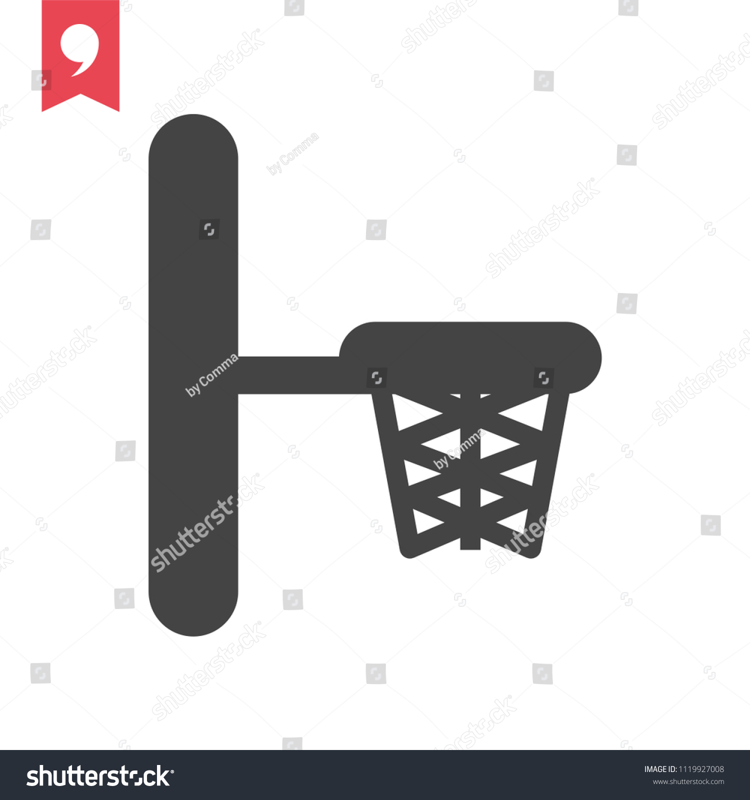 black basketball hoop icon on white background clip art preview