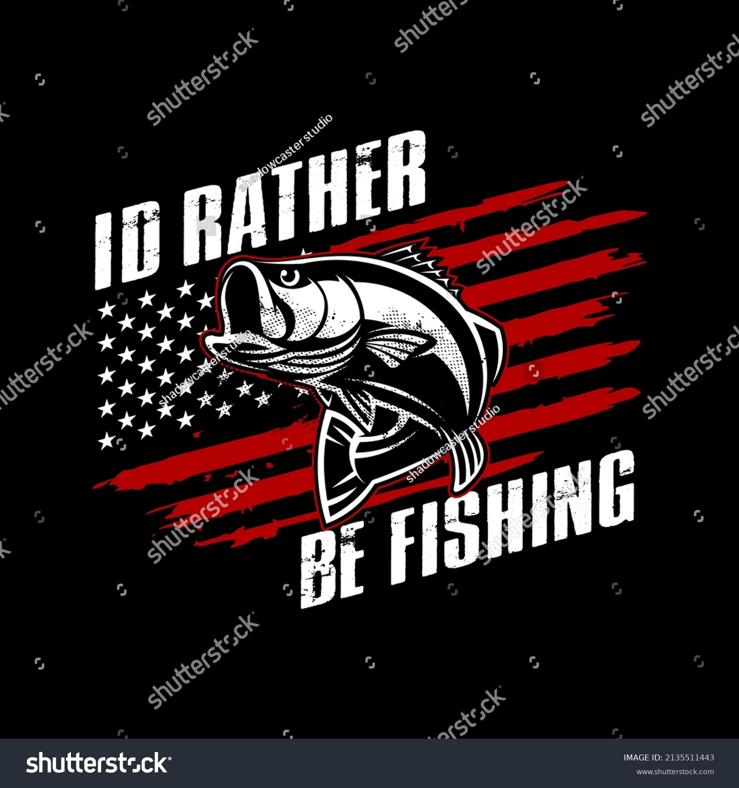 SVG of Bass Fish Art template. Unique and masculine Bass fish Jumping with american flag background. Great to use as your bass fishing Shirts.  svg