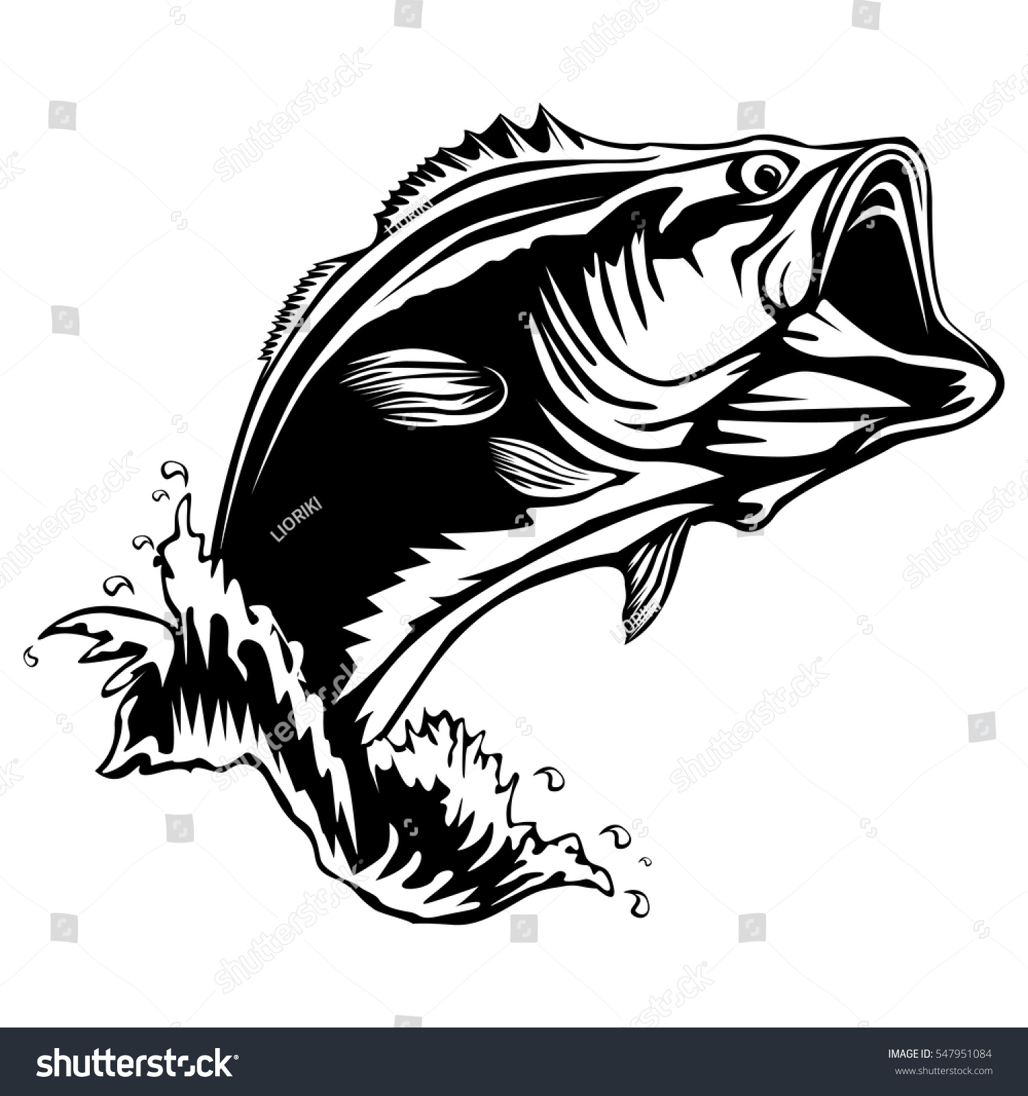 Download Bass Fish Isolated On White Perch Stock Vector 547951084 ...