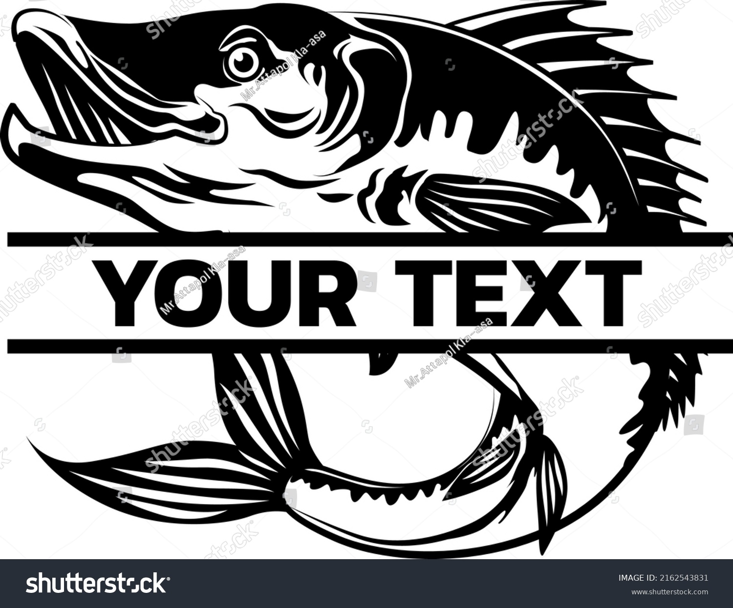 SVG of Bass Fish Monogram vector, Fishing Logo Svg, Fishing Sign, Fresh Salt Water, Sea svg
