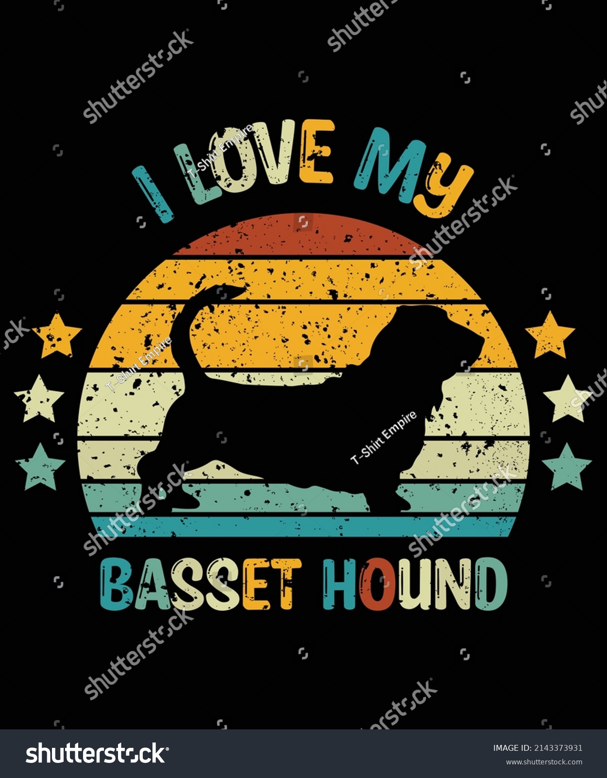 SVG of Basset Hound silhouette vintage and retro t-shirt design svg