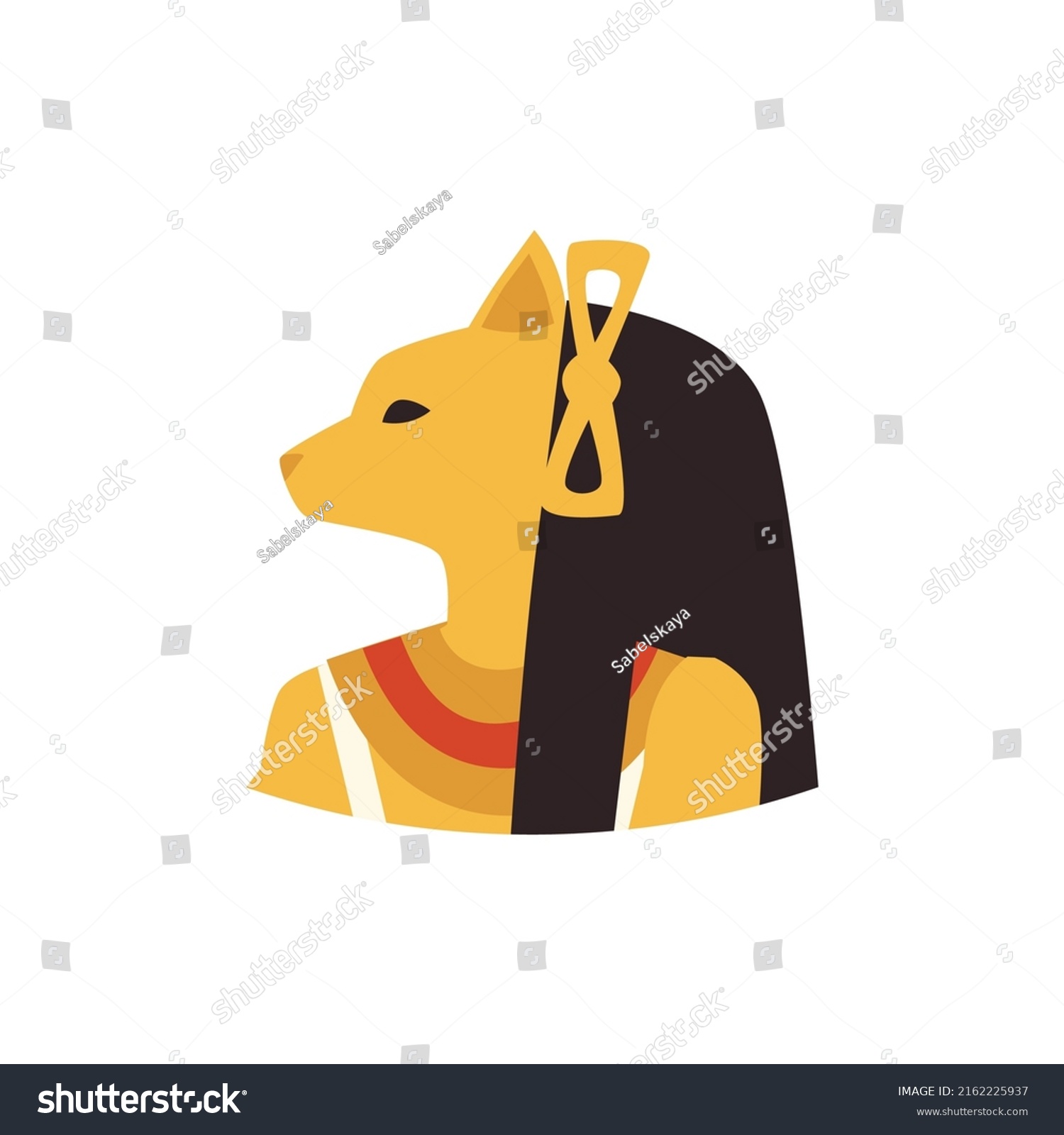 Bastet Egyptian Goddess Cat Face Flat Stock Vector Royalty Free 2162225937 Shutterstock