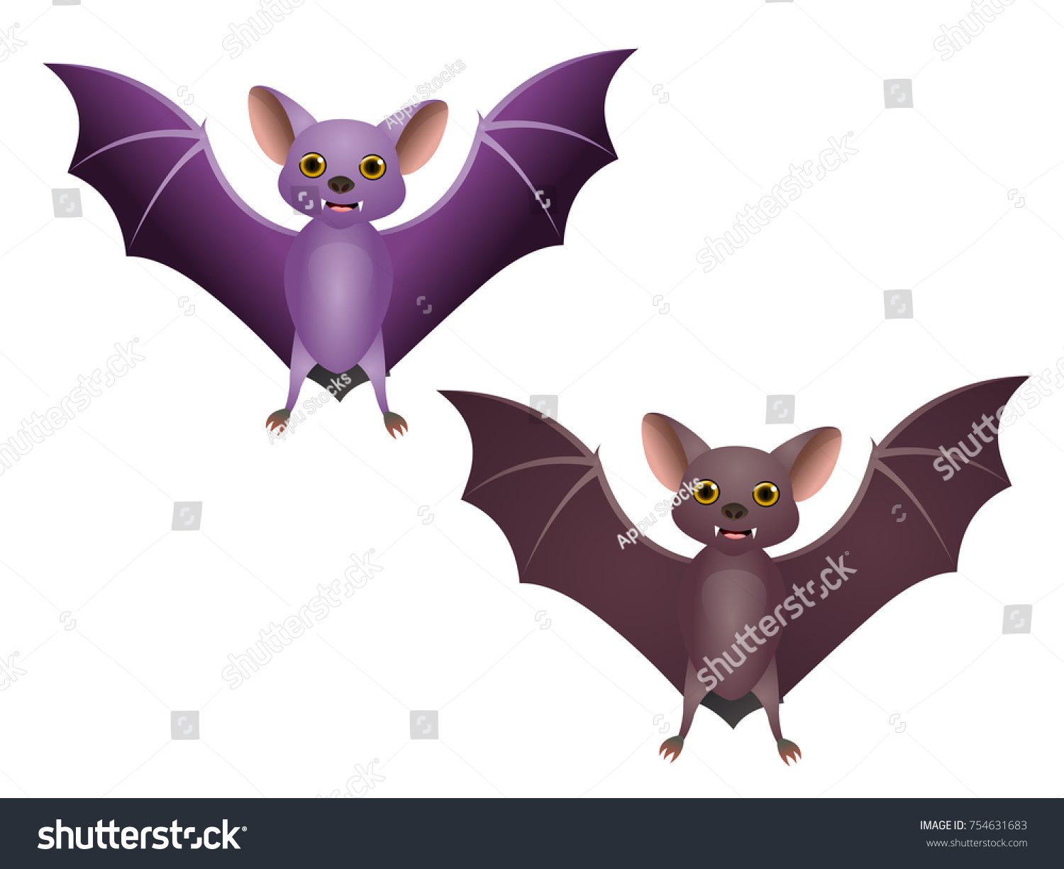 Vektor Stok Bat Birds Cartoon Vector Image (Tanpa Royalti) 754631683 ...