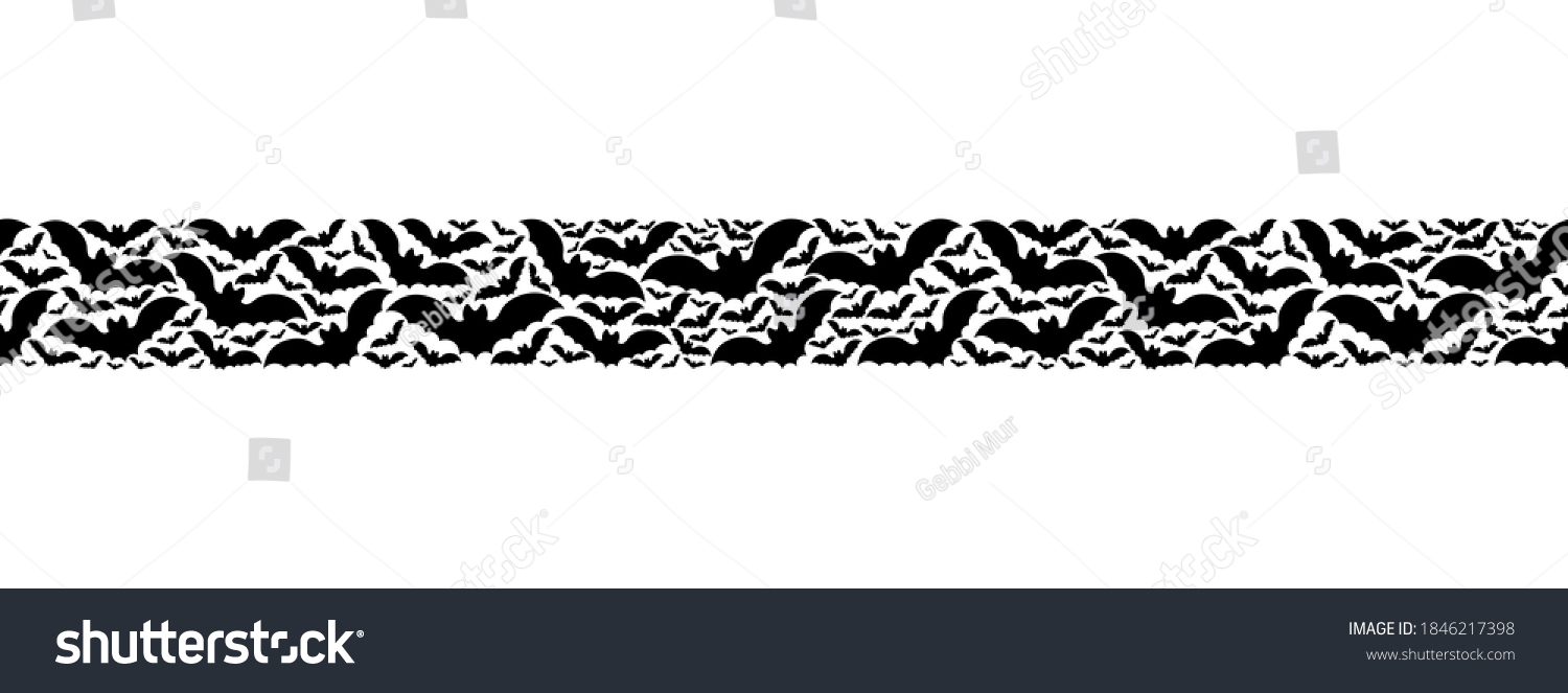 Bat Silhouette Seamless Horizontal Border Repeating Stock Vector ...