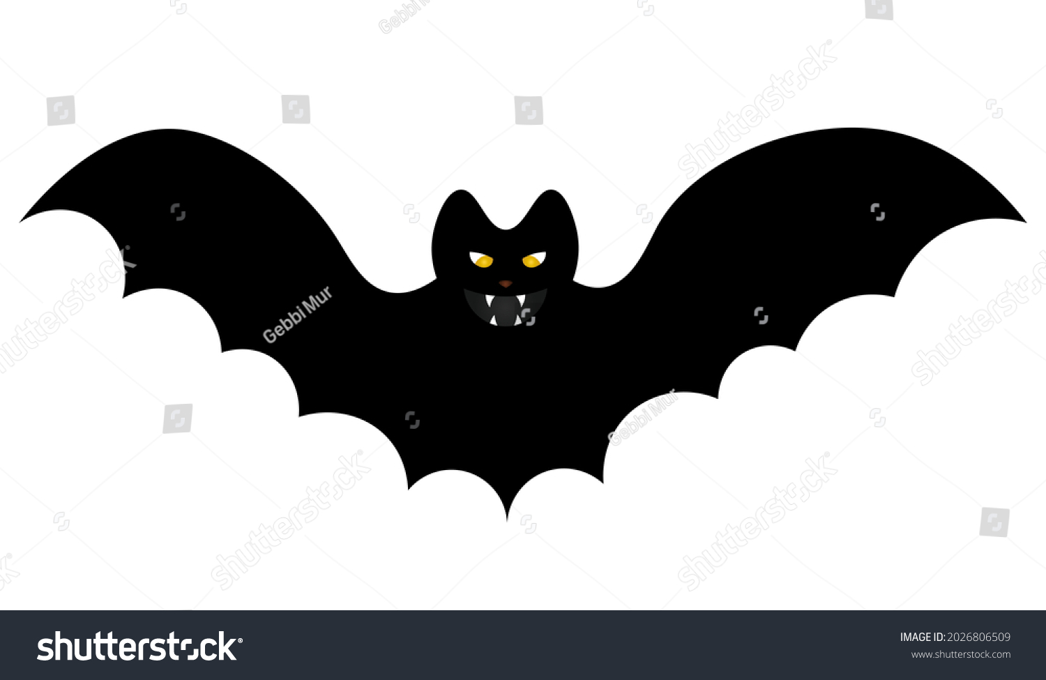 Bat Silhouette Terrible Toothy Glowing Eyes Stock Vector (Royalty Free ...