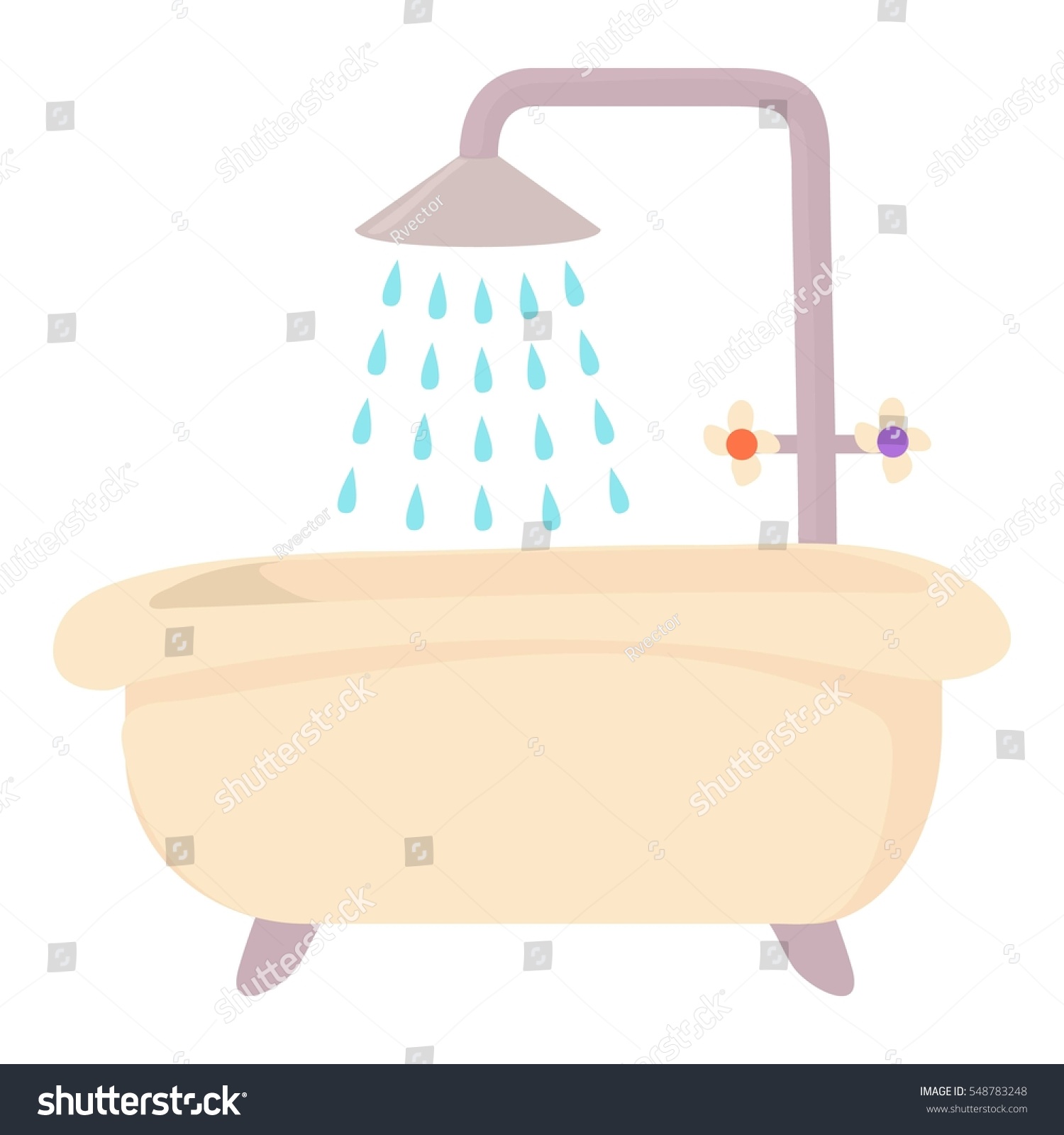 Bath Shower Icon Cartoon Illustration Bath Stock Vector 548783248 ...