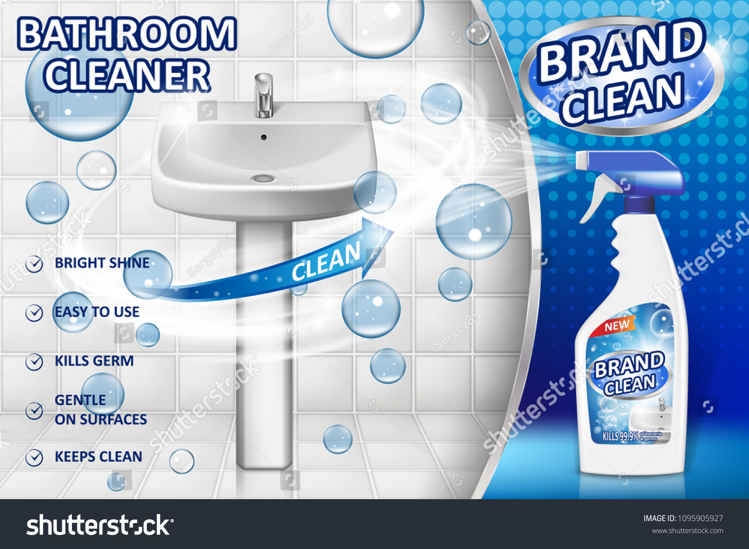 洗面所のクリーナーやポスター 洗面台用の液体洗剤をモックアップしたスプレーボトル 泡と白の背景にトイレ 3dベクターイラスト のベクター画像素材 ロイヤリティフリー